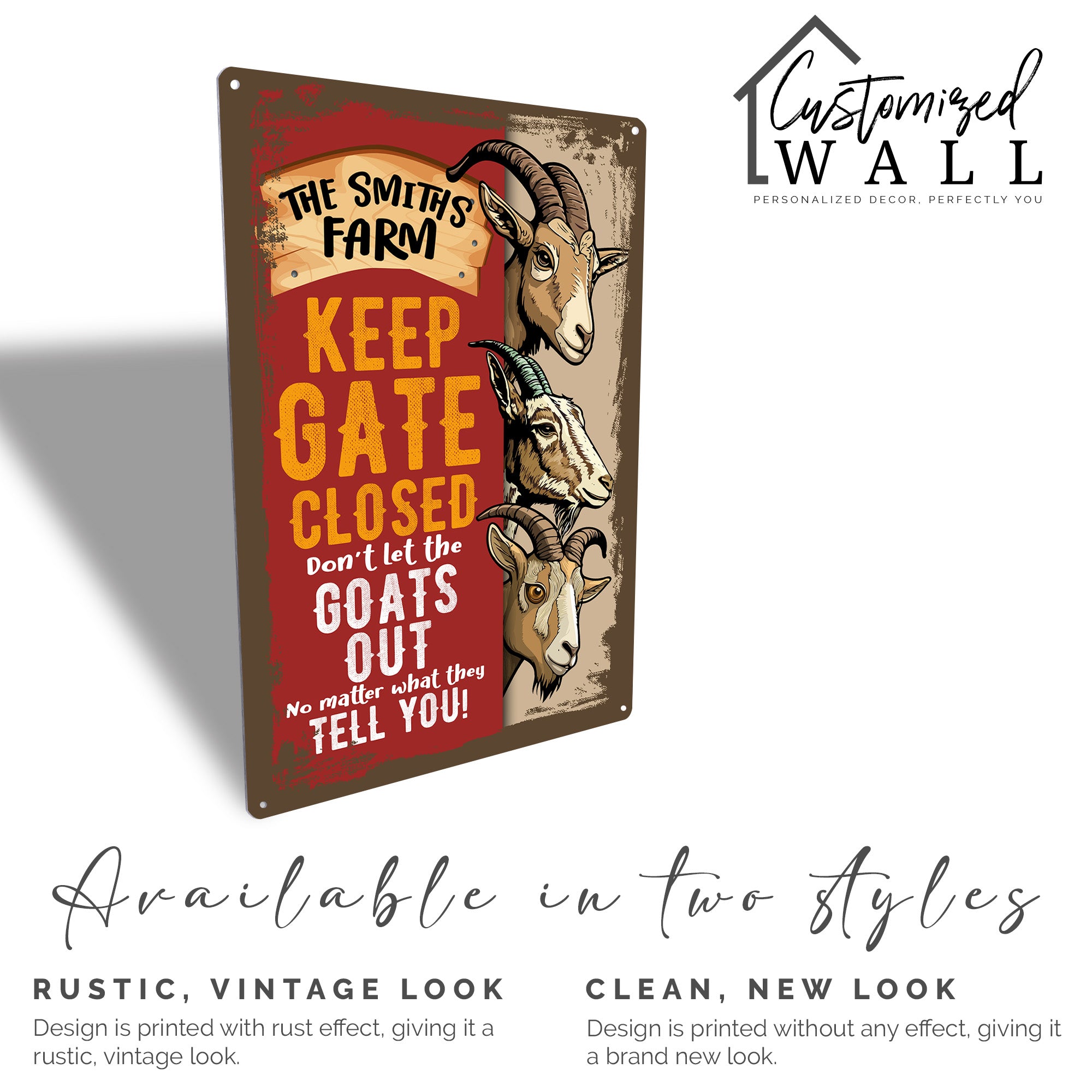 Personalized Farm Metal Sign - Rustic Goat Design for Home and Garden Decor, Perfect Gift for Farm Owners - Image 5