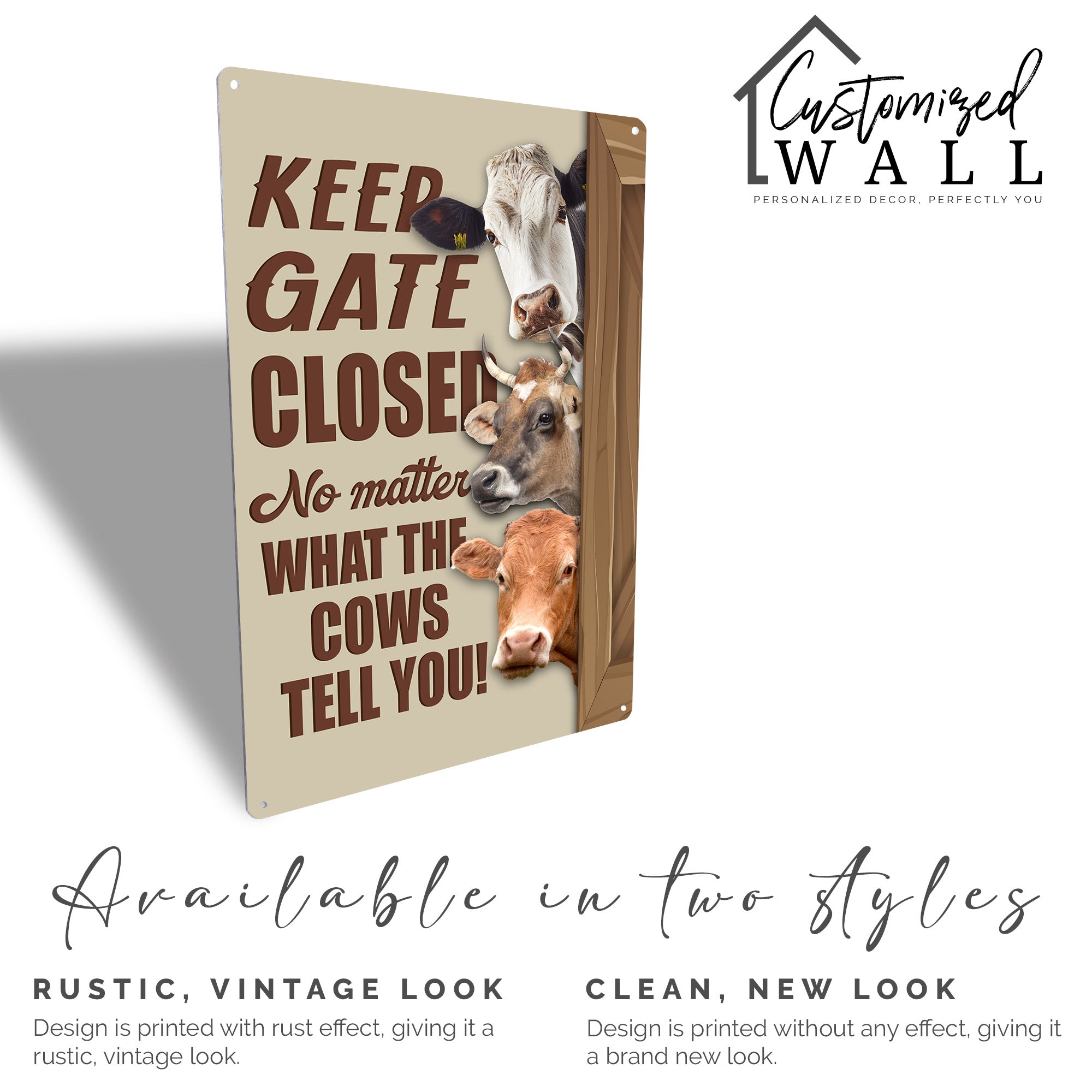 Rustic Farmhouse Metal Sign - "Keep Gate Closed" with Playful Cow Imagery - Personalized Gift for Animal Lovers - Image 5