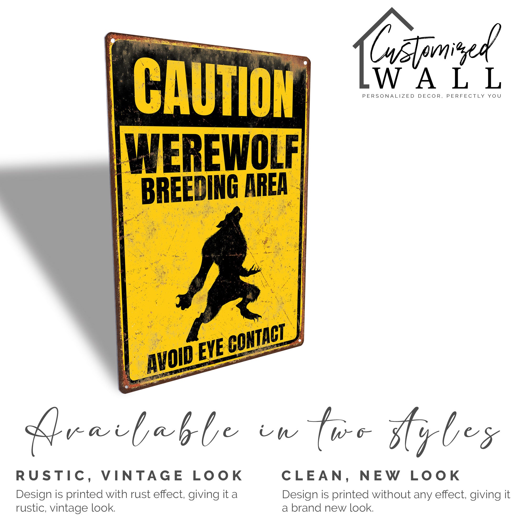 Personalized Werewolf Breeding Area Caution Sign - Vintage Look Metal Signage for Halloween Decor & Unique Gift Ideas - Image 4