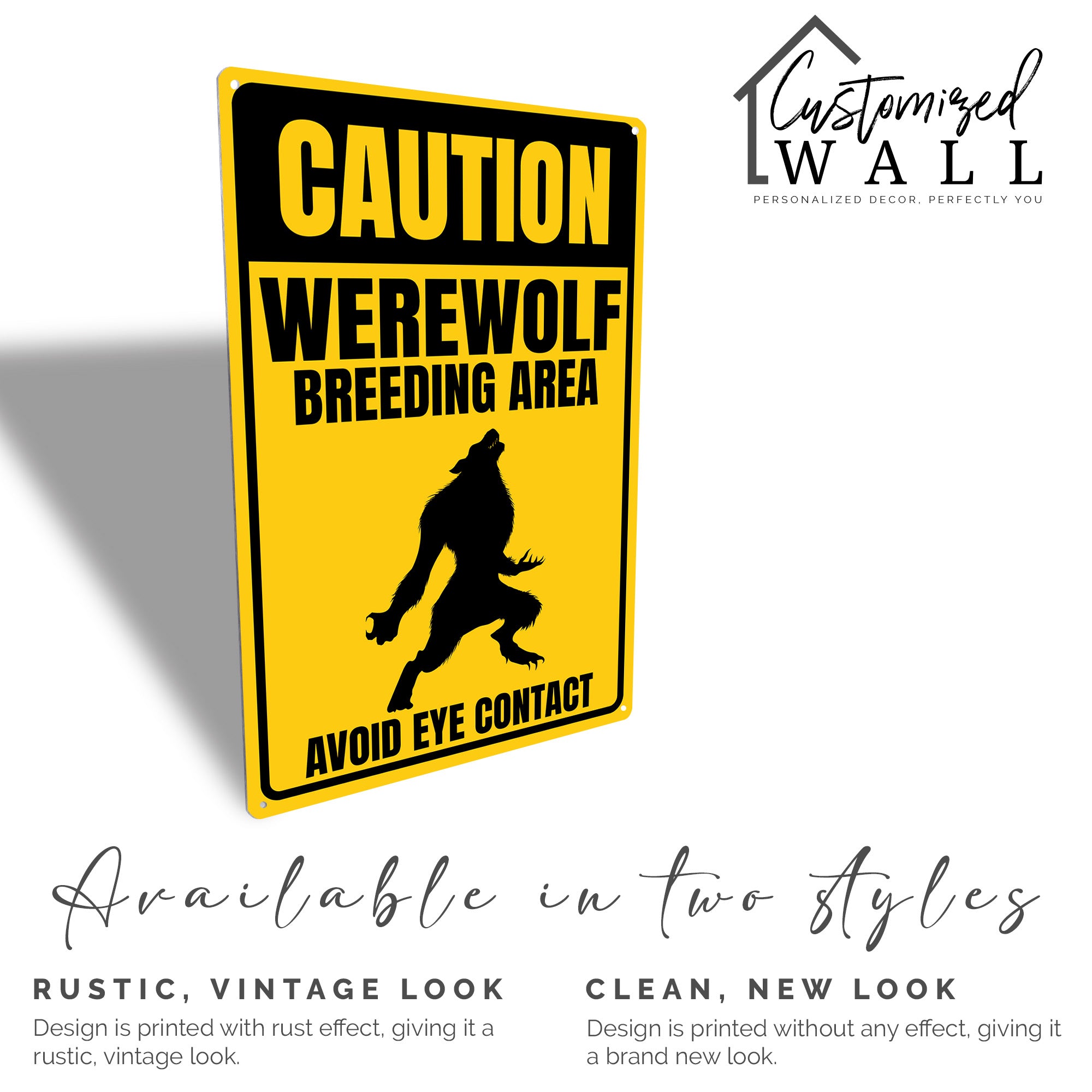 Personalized Werewolf Breeding Area Caution Sign - Vintage Look Metal Signage for Halloween Decor & Unique Gift Ideas - Image 5
