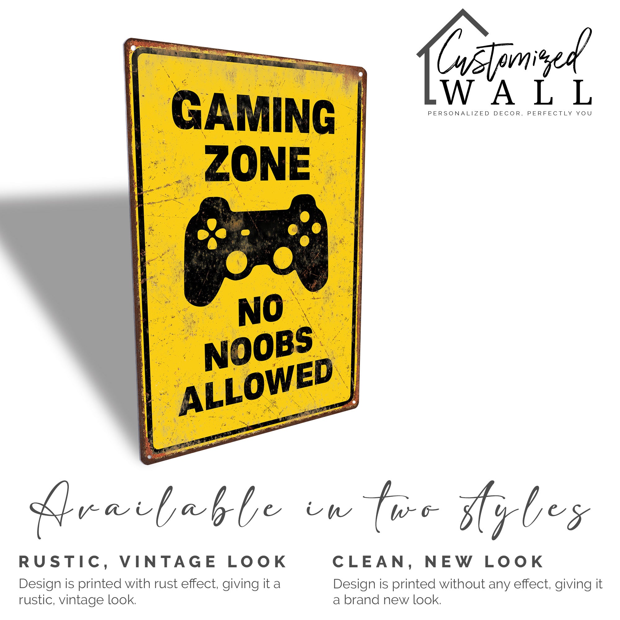 Personalized "Gaming Zone - No Noobs Allowed" Rustic Metal Sign: Perfect Handmade Gift for Gamers - Image 4