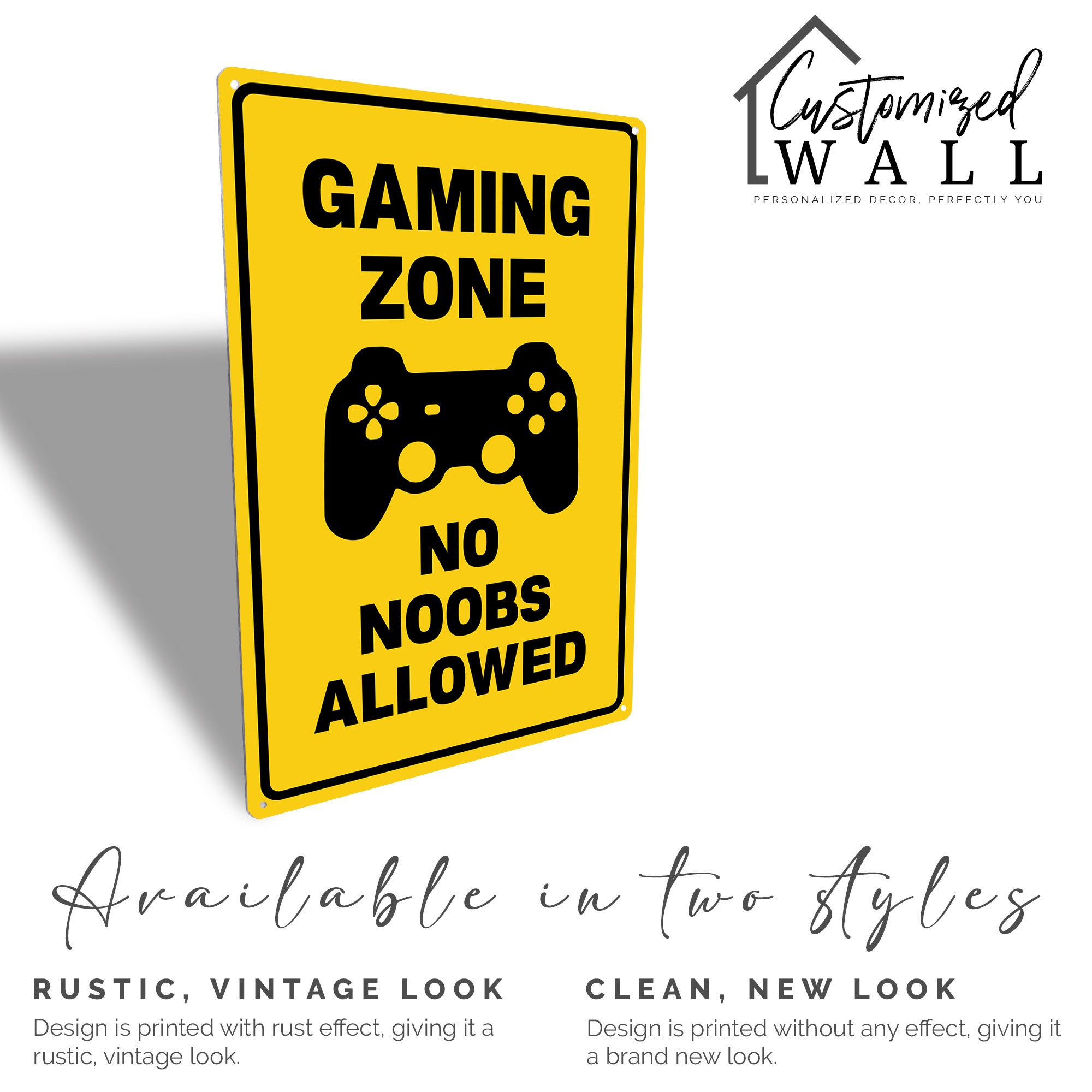 Personalized "Gaming Zone - No Noobs Allowed" Rustic Metal Sign: Perfect Handmade Gift for Gamers - Image 5