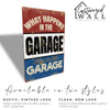 Personalized Vintage Style Metal Sign for Garages - "What Happens in the Garage Stays in the Garage" - Durable and Customizable Gift for Car Enthusiasts - Image 4