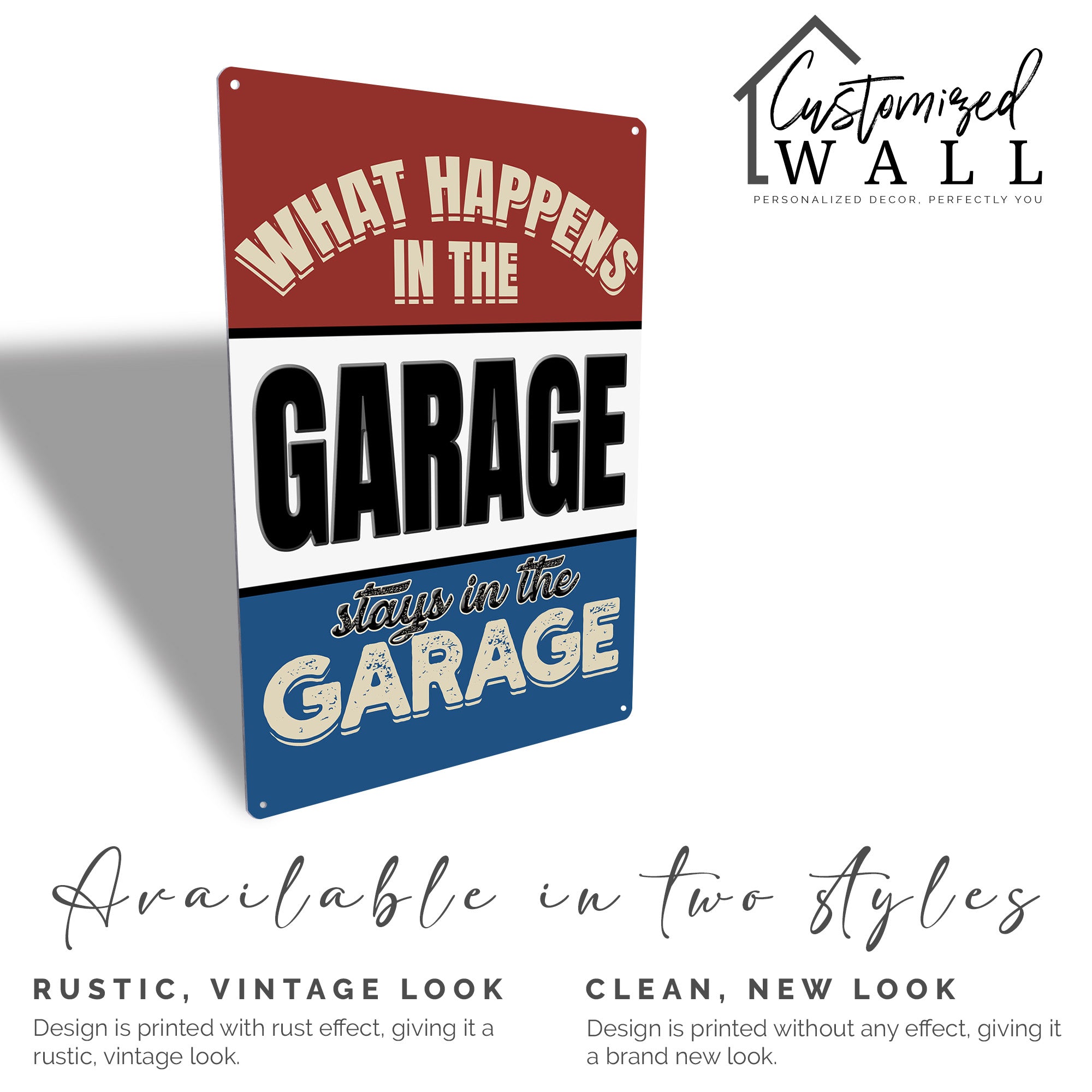 Personalized Vintage Style Metal Sign for Garages - "What Happens in the Garage Stays in the Garage" - Durable and Customizable Gift for Car Enthusiasts - Image 5
