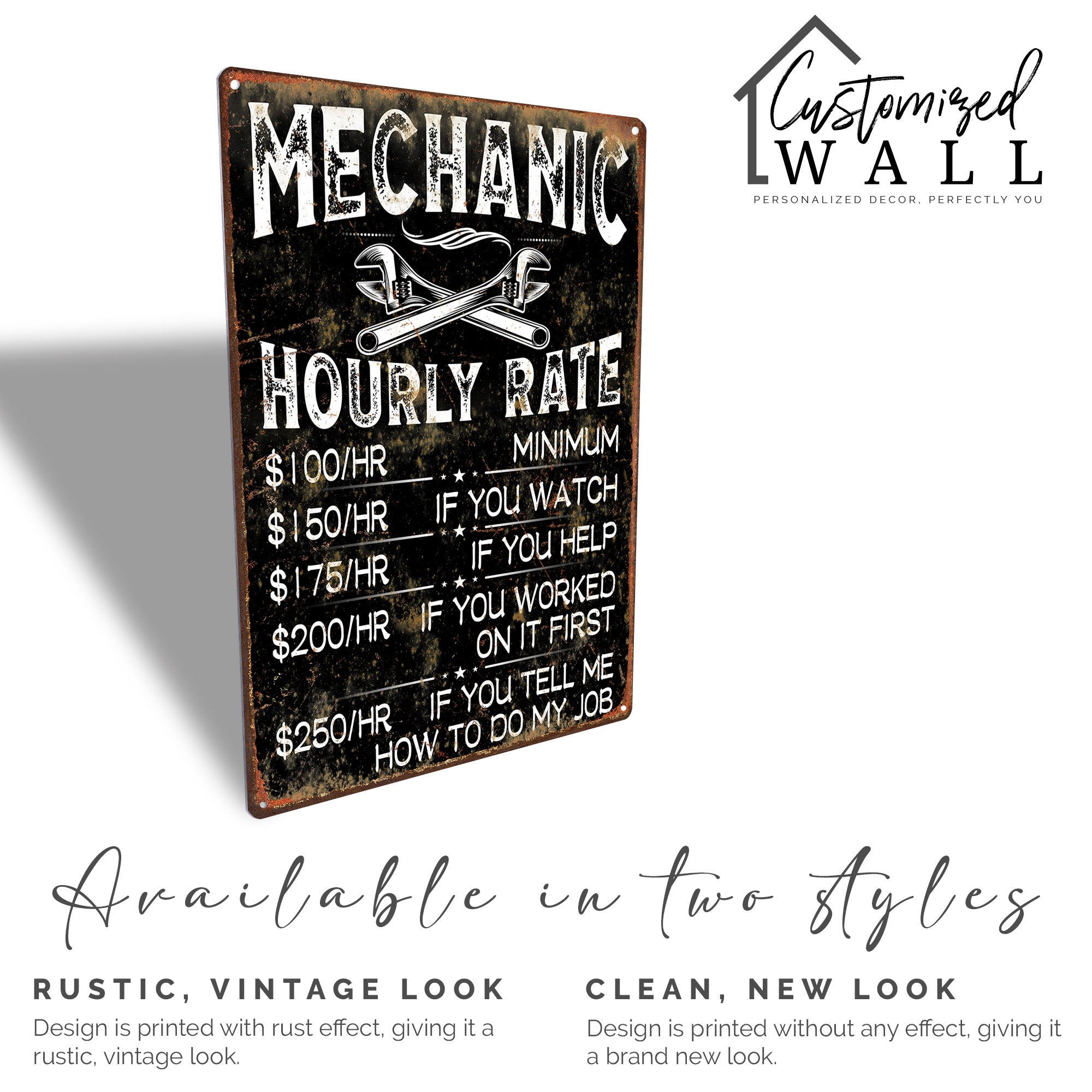 Personalized Mechanic Hourly Rate Sign – Custom Metal Garage Wall Decor for Him, Funny Gift for Car Enthusiasts - Image 4