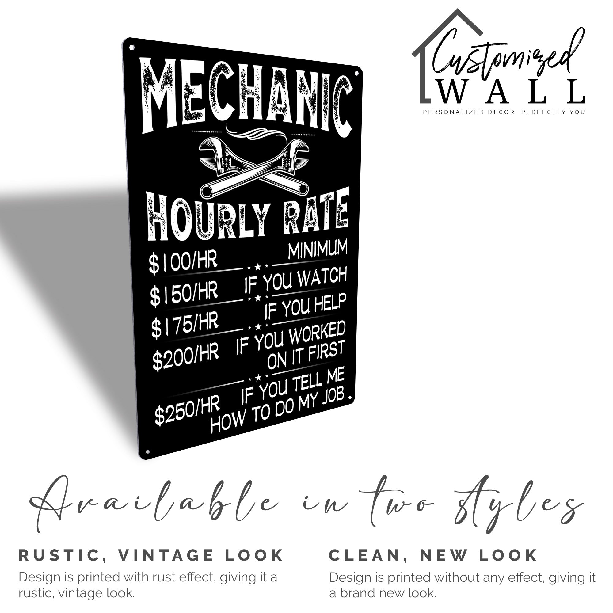 Personalized Mechanic Hourly Rate Sign – Custom Metal Garage Wall Decor for Him, Funny Gift for Car Enthusiasts - Image 5