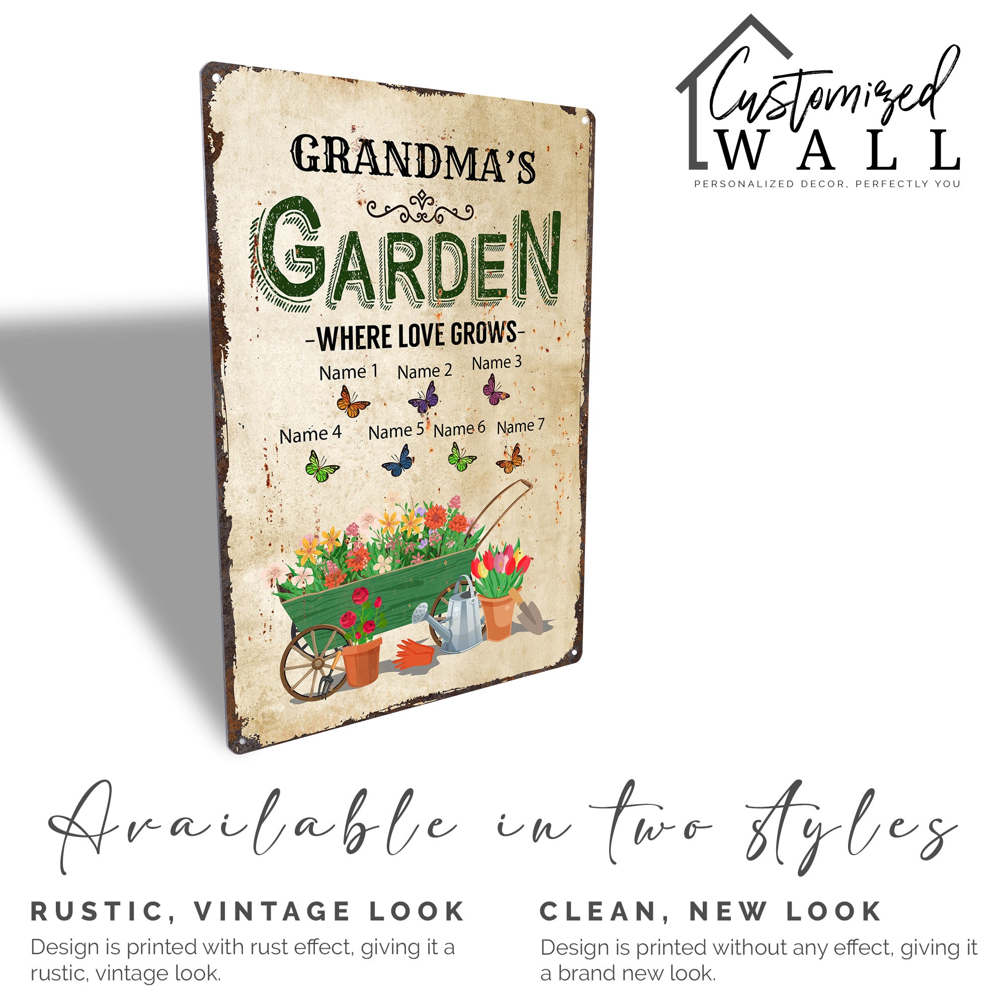 Personalized "Grandma's Garden" Metal Sign – Where Love Grows, Custom Butterfly Design for Grandchildren's Names, Perfect Handmade Gift - Image 3