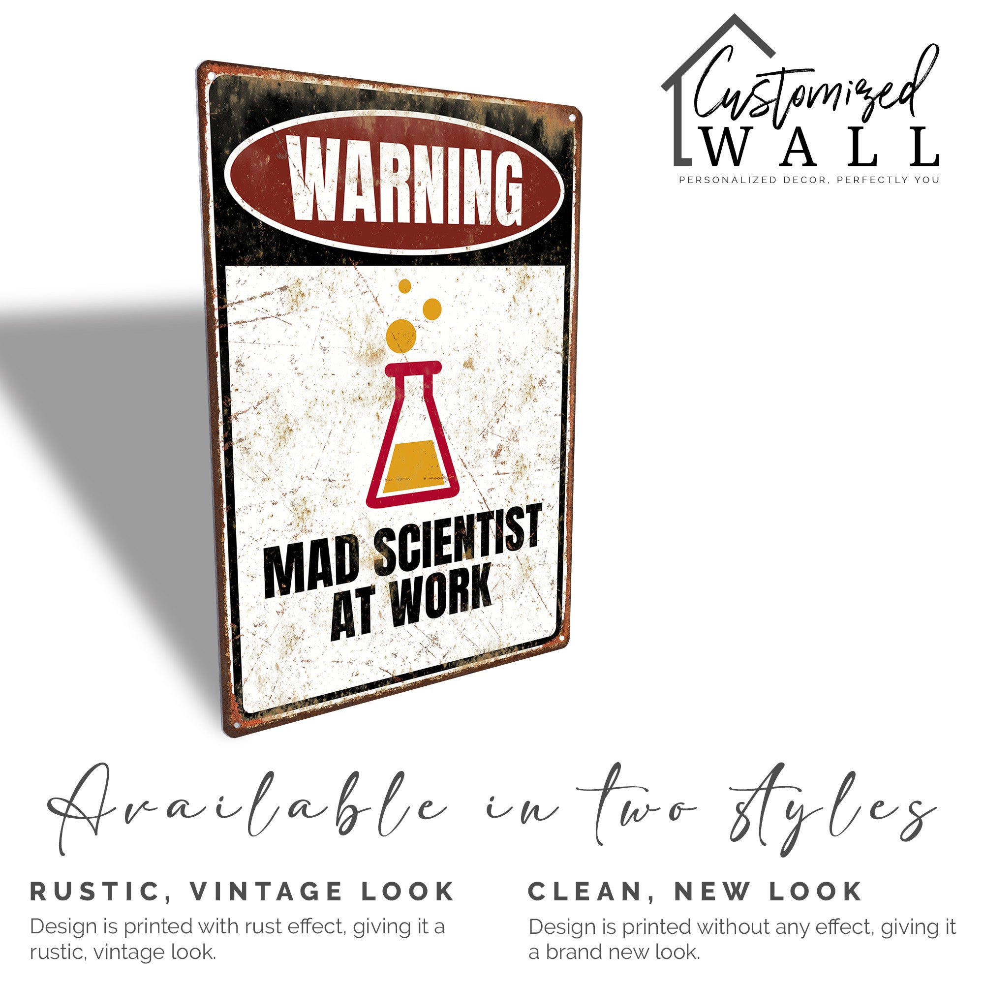 Vintage-Inspired "Mad Scientist at Work" Personalized Metal Sign - Unique Handmade Gift for Science Lovers - Image 4