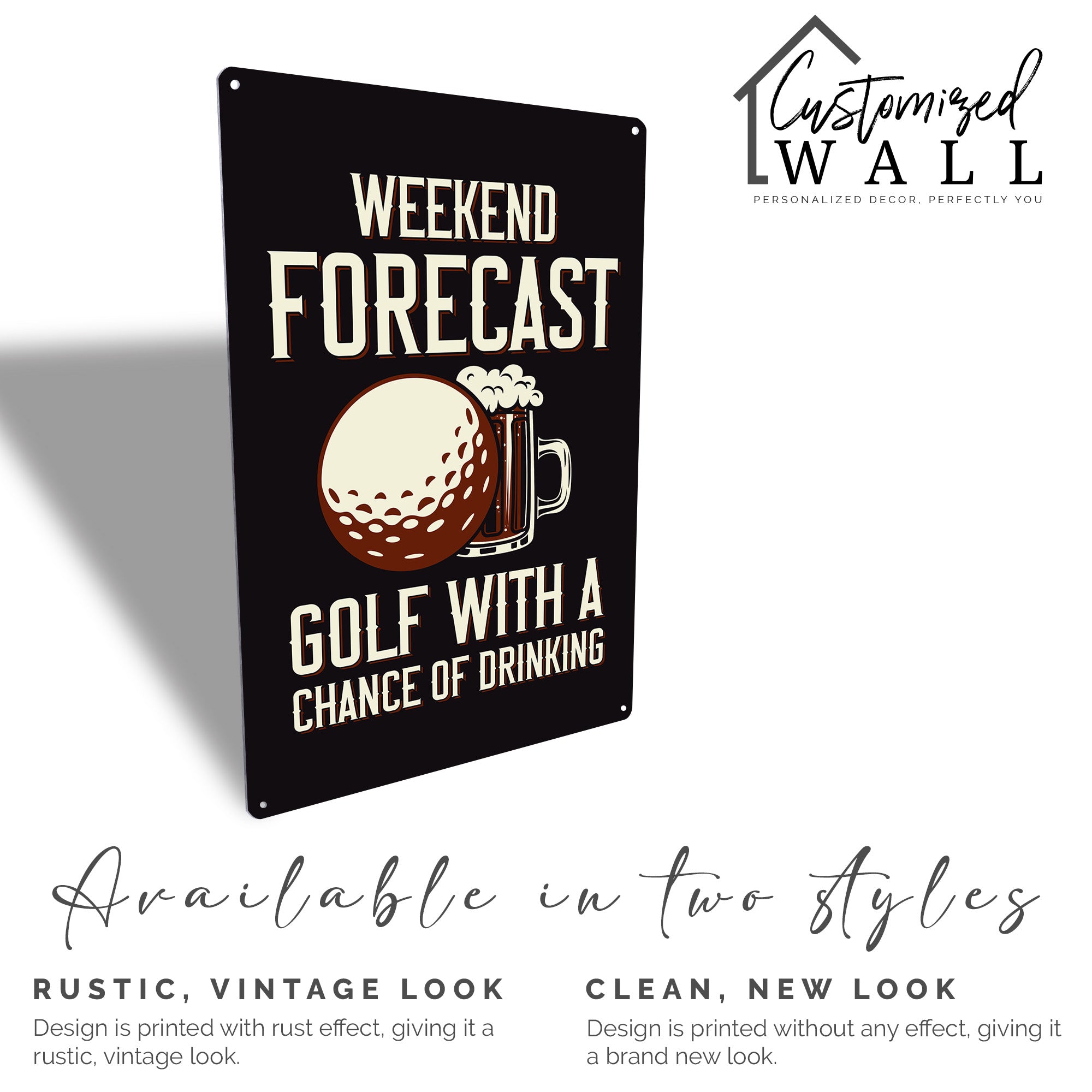 Personalized Vintage Metal Sign - Weekend Forecast: Golf with a Chance of Drinking - Customizable Gift for Golf Lovers - Image 5