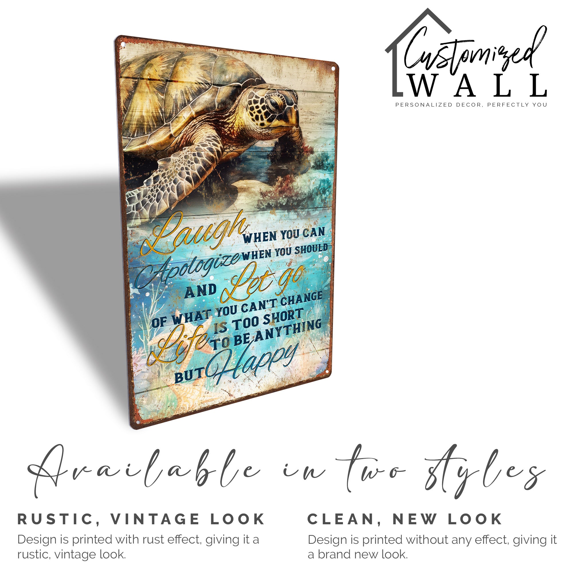 Personalized Rustic Metal Sign with Sea Turtle Design - Inspiring Life Quote for Home Decor and Thoughtful Gifts - Image 4