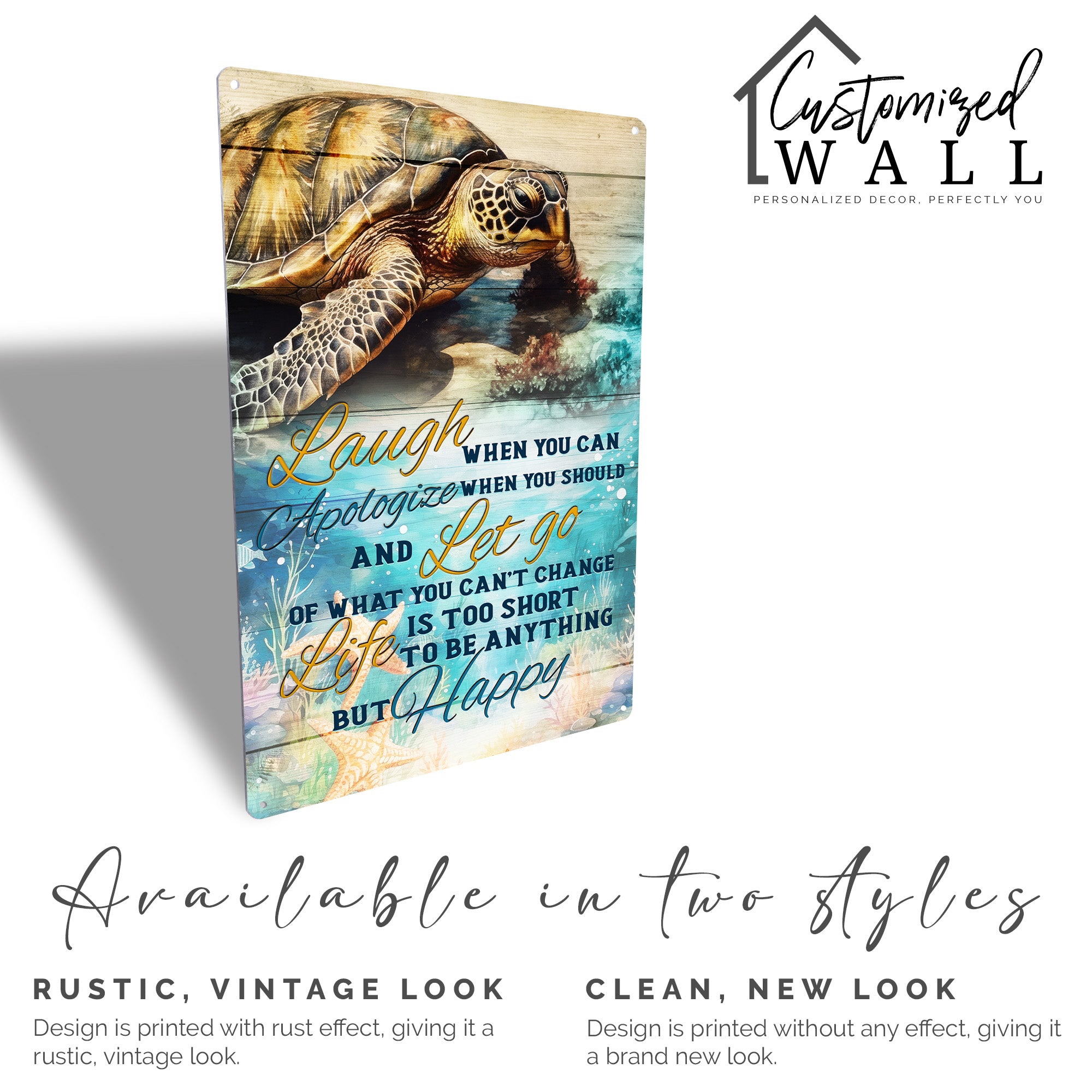 Personalized Rustic Metal Sign with Sea Turtle Design - Inspiring Life Quote for Home Decor and Thoughtful Gifts - Image 5