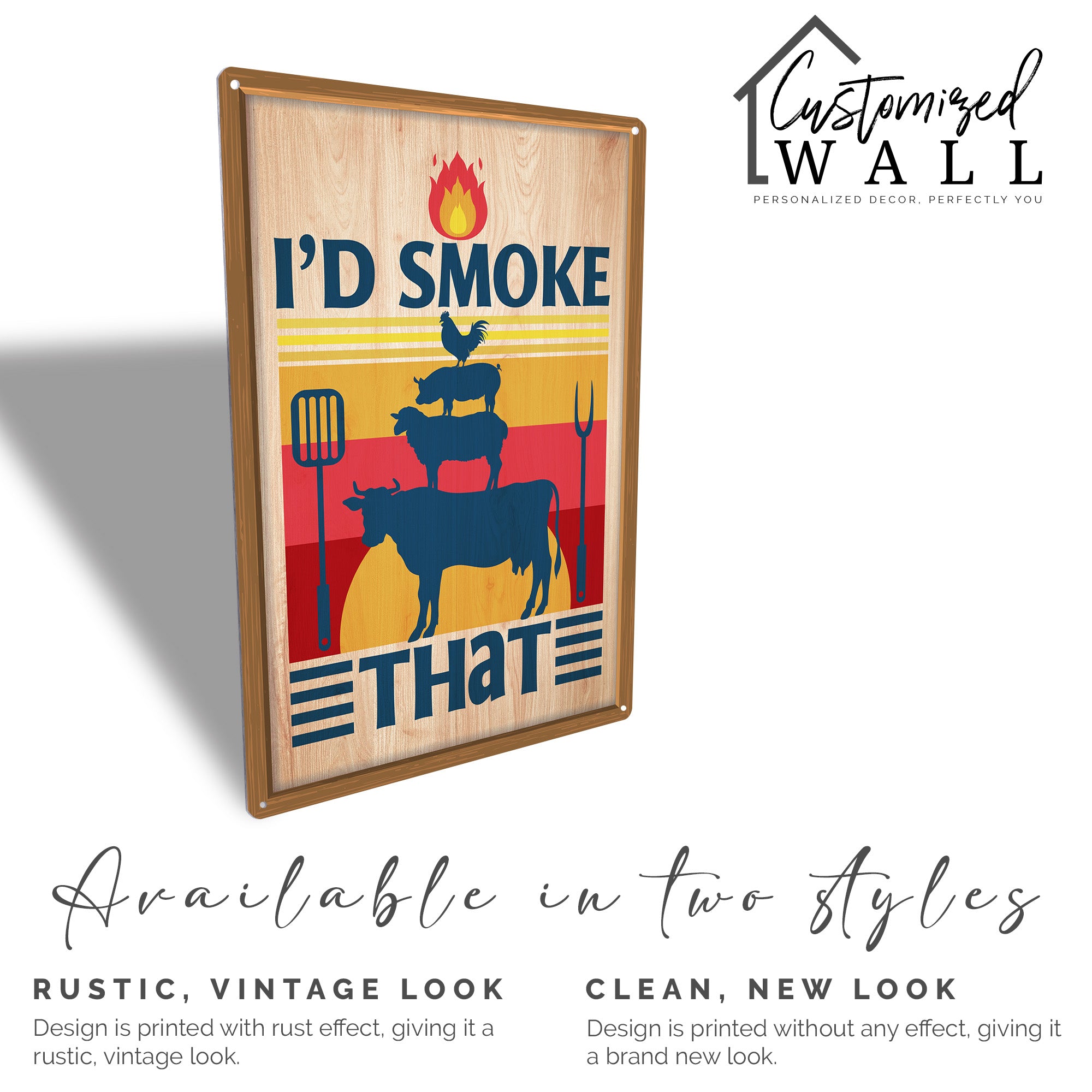 Personalized "I'd Smoke That" Metal Sign – Custom BBQ Art for Grill Enthusiasts and Perfect Gift for Father's Day or Housewarming - Image 3