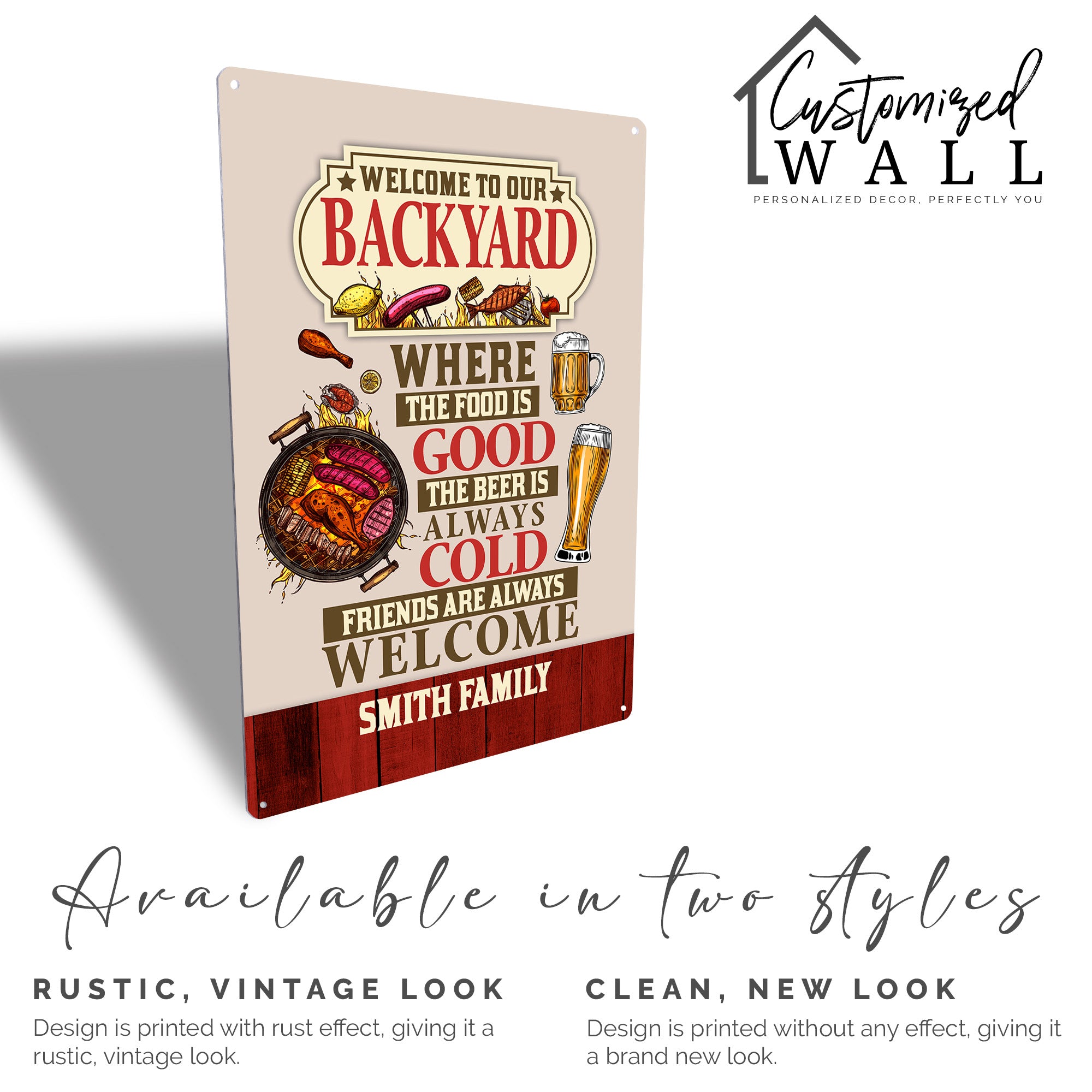 Personalized Family Metal Backyard Sign - Custom BBQ Decor with Beer and Food Theme for Outdoor Gatherings - Image 5