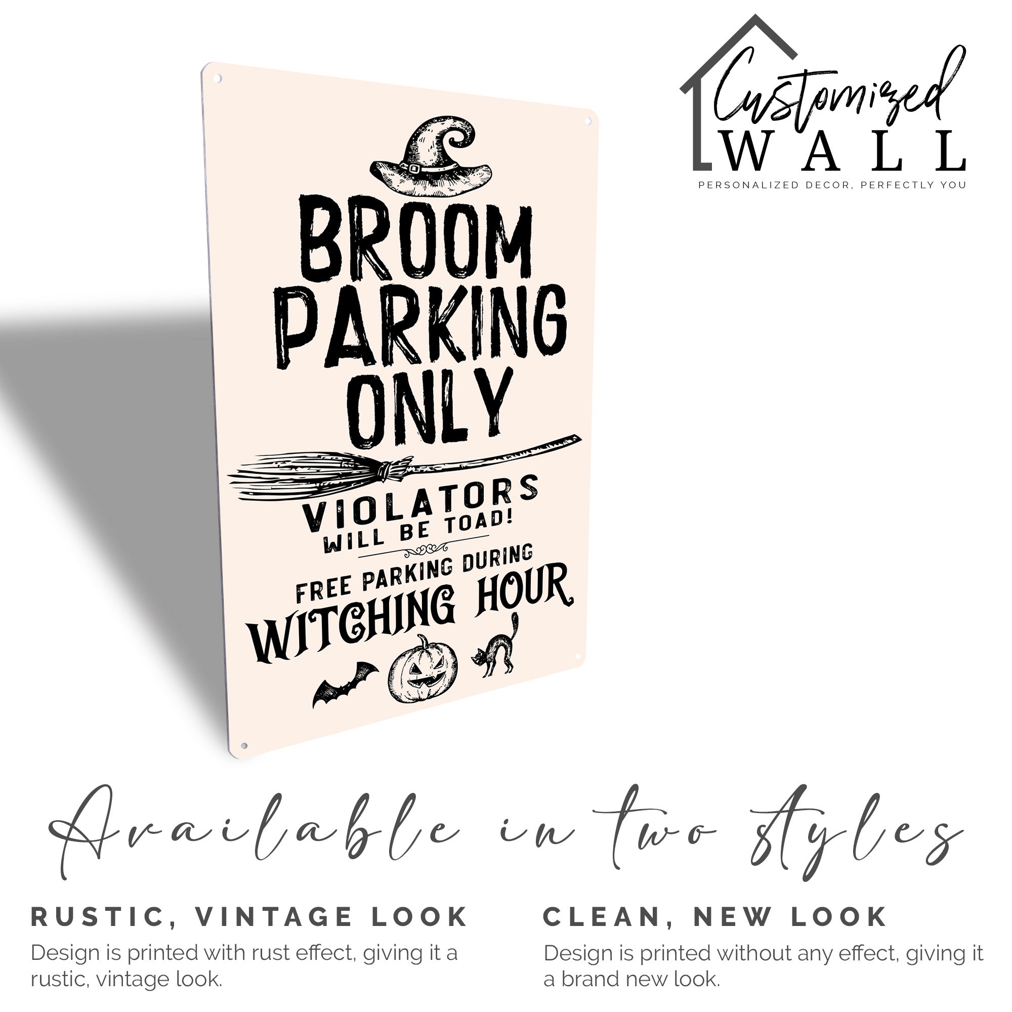 Personalized Witch's Broom Parking Metal Sign - Custom Halloween Decor for Spooky Home Accents - Image 5
