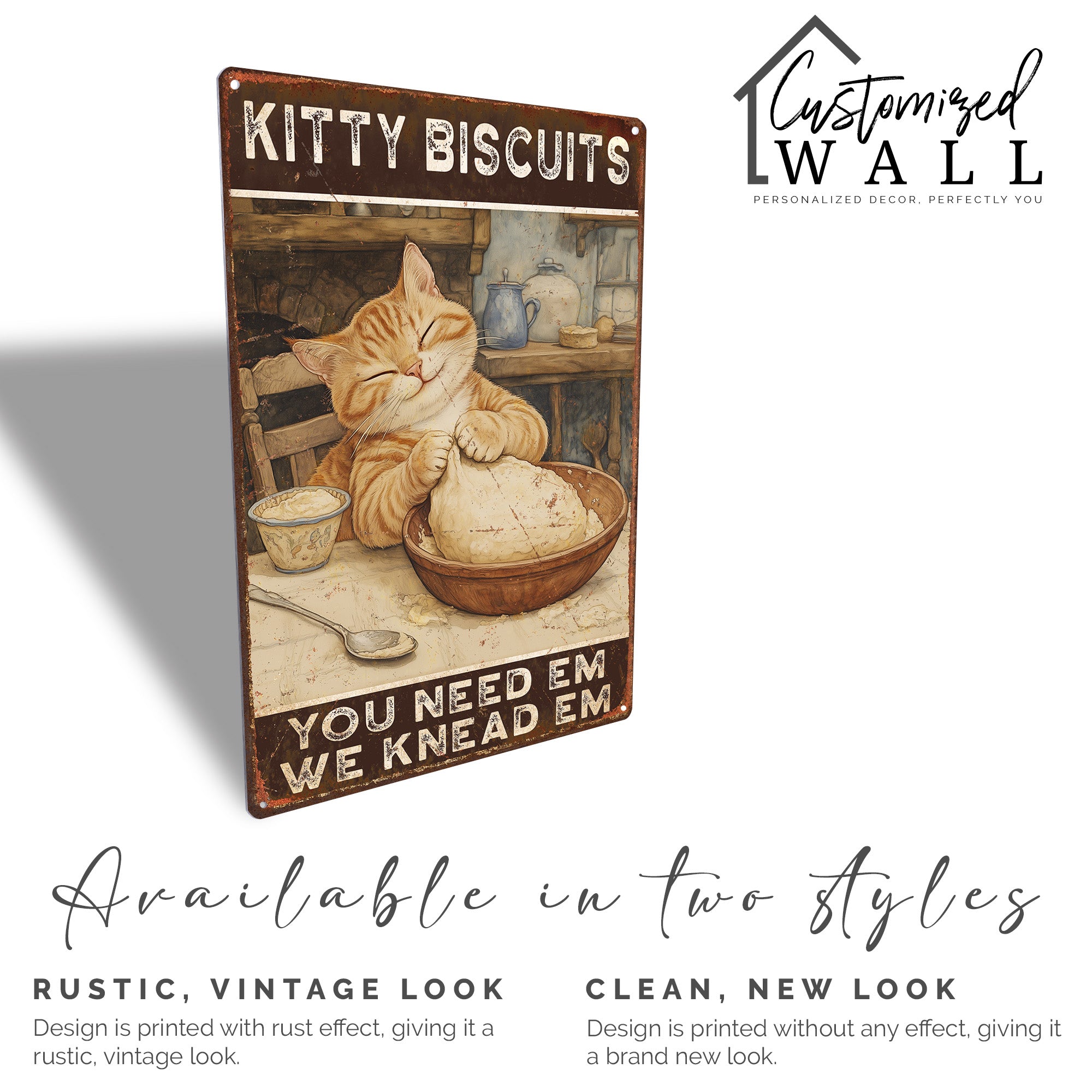 Whimsical Kitty Biscuits Metal Sign – Personalized Kitchen Decor for Cat Lovers and Bakers Alike - Image 4