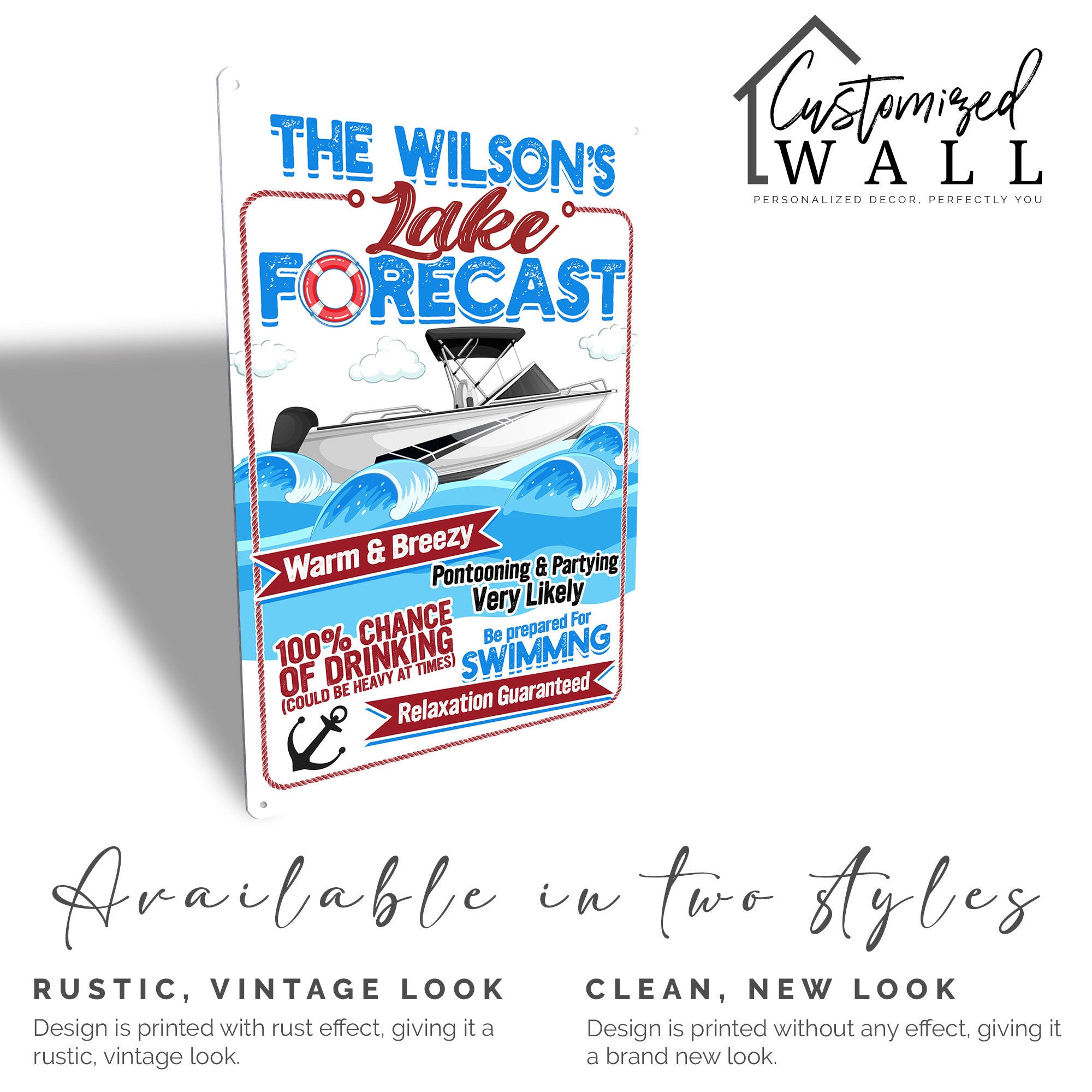 Personalized Wilson's Lake Forecast Metal Sign - Custom Nautical Decor Gift for Lake Lovers - Image 3