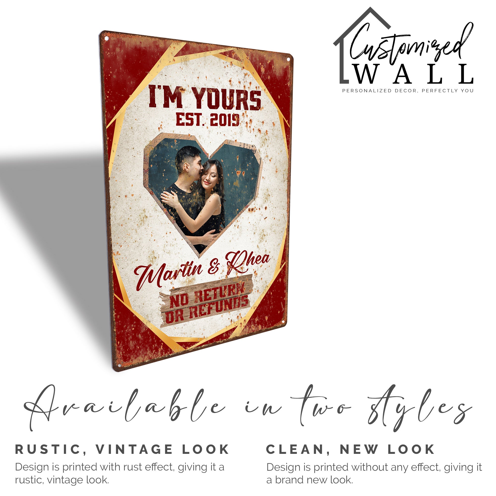 Personalized "I'm Yours" Metal Sign - Custom Name & Date - Unique Gift for Couples, Anniversaries, Weddings, or Valentine's Day - Image 4