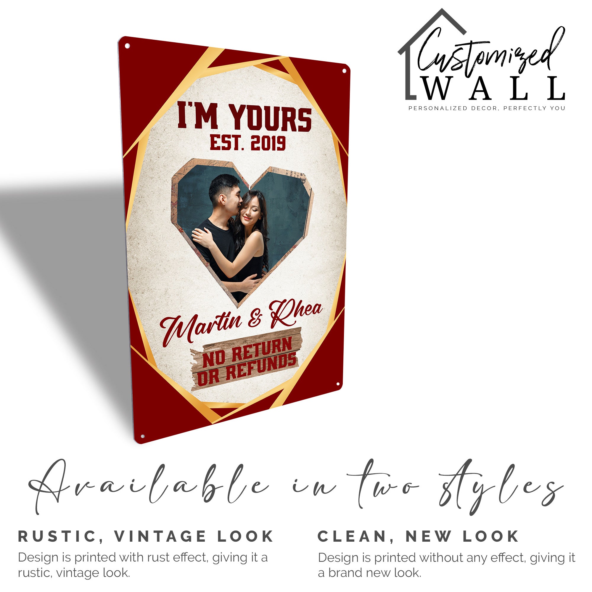 Personalized "I'm Yours" Metal Sign - Custom Name & Date - Unique Gift for Couples, Anniversaries, Weddings, or Valentine's Day - Image 5