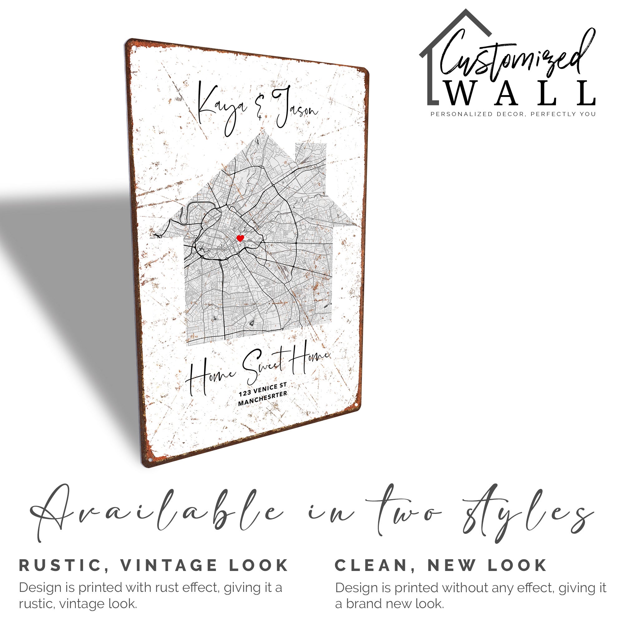 Personalized Home Map Metal Sign – Custom Housewarming Gift for Couples, Elegant Rustic Decor with Quality Craftsmanship - Image 4