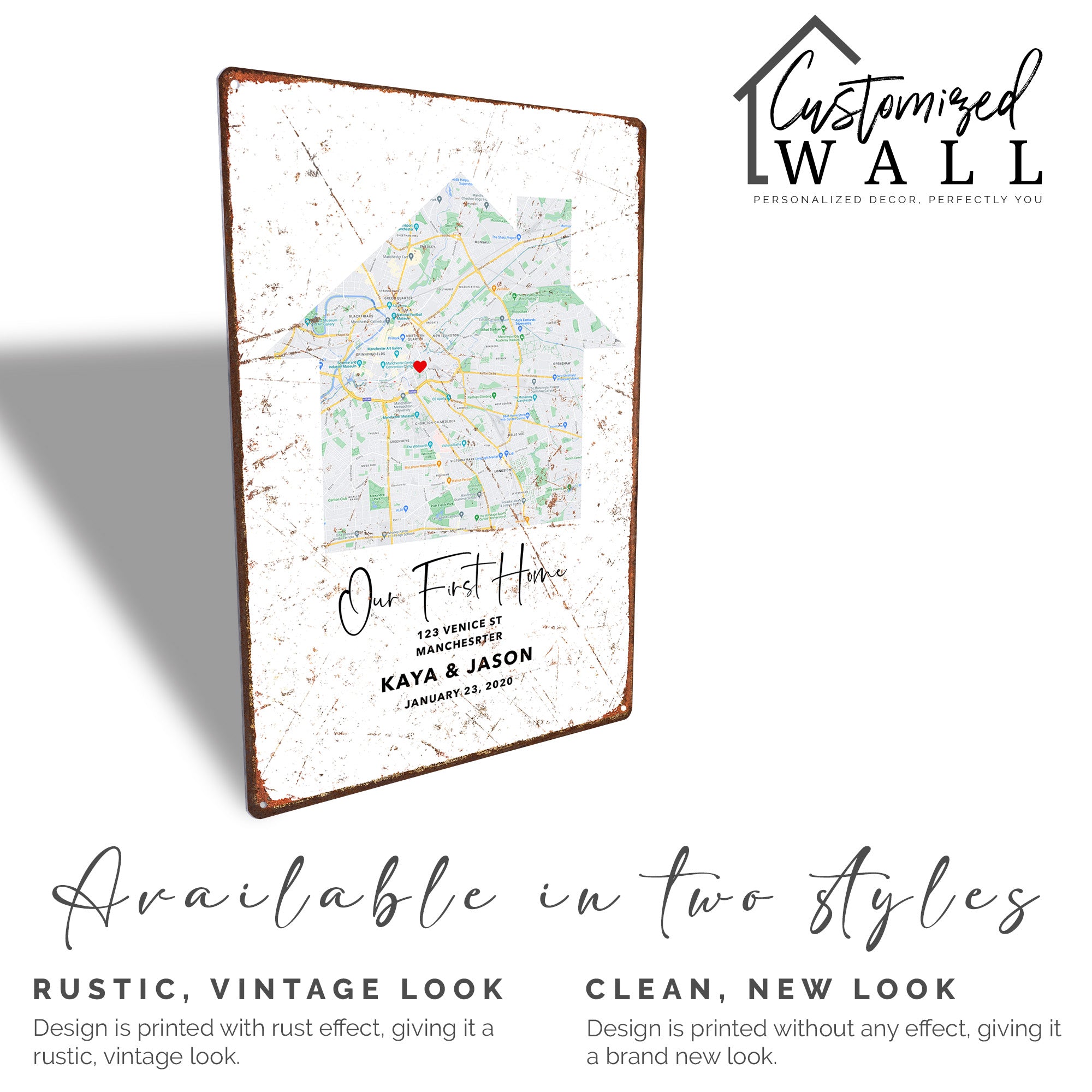 Personalized "Our First Home" Metal Sign – Custom Map Art for Homeowners, Couples, and New Home Gift - Image 4