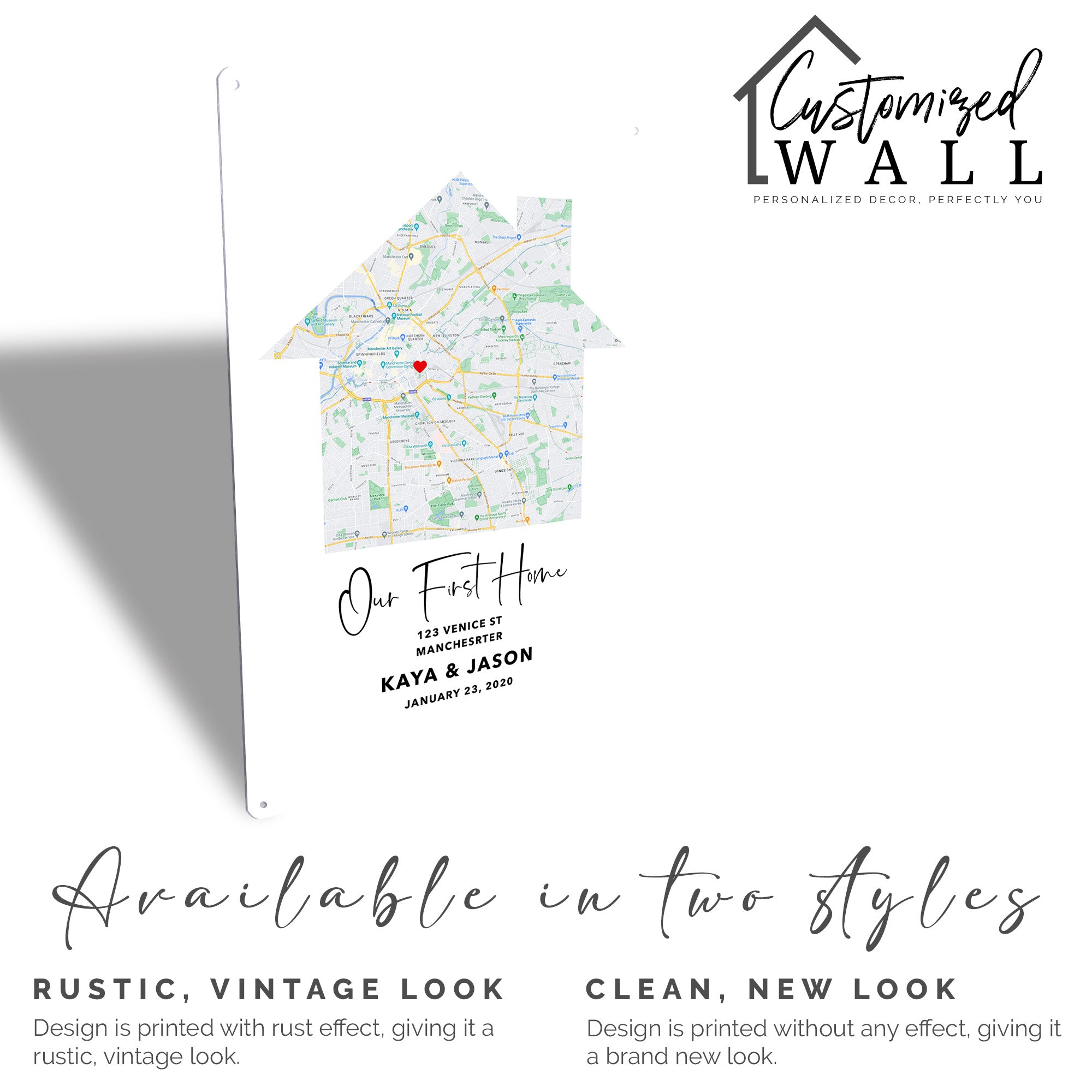 Personalized "Our First Home" Metal Sign – Custom Map Art for Homeowners, Couples, and New Home Gift - Image 5