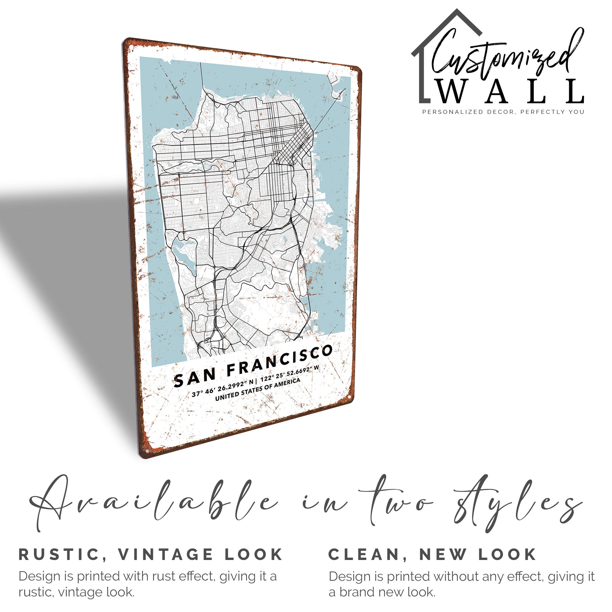 Personalized San Francisco Metal Sign – Custom Map Decor for Homes and Offices - Image 4