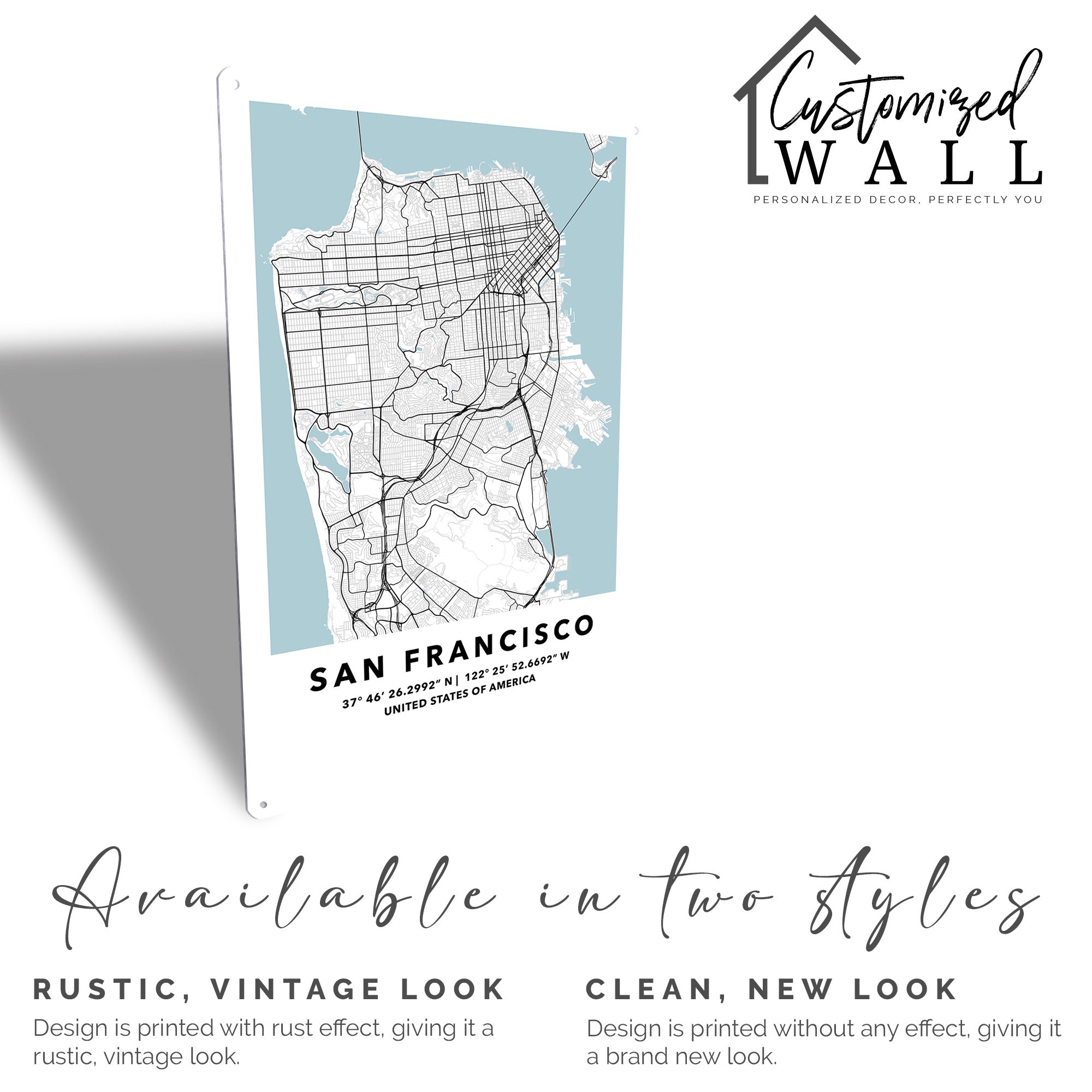 Personalized San Francisco Metal Sign – Custom Map Decor for Homes and Offices - Image 5