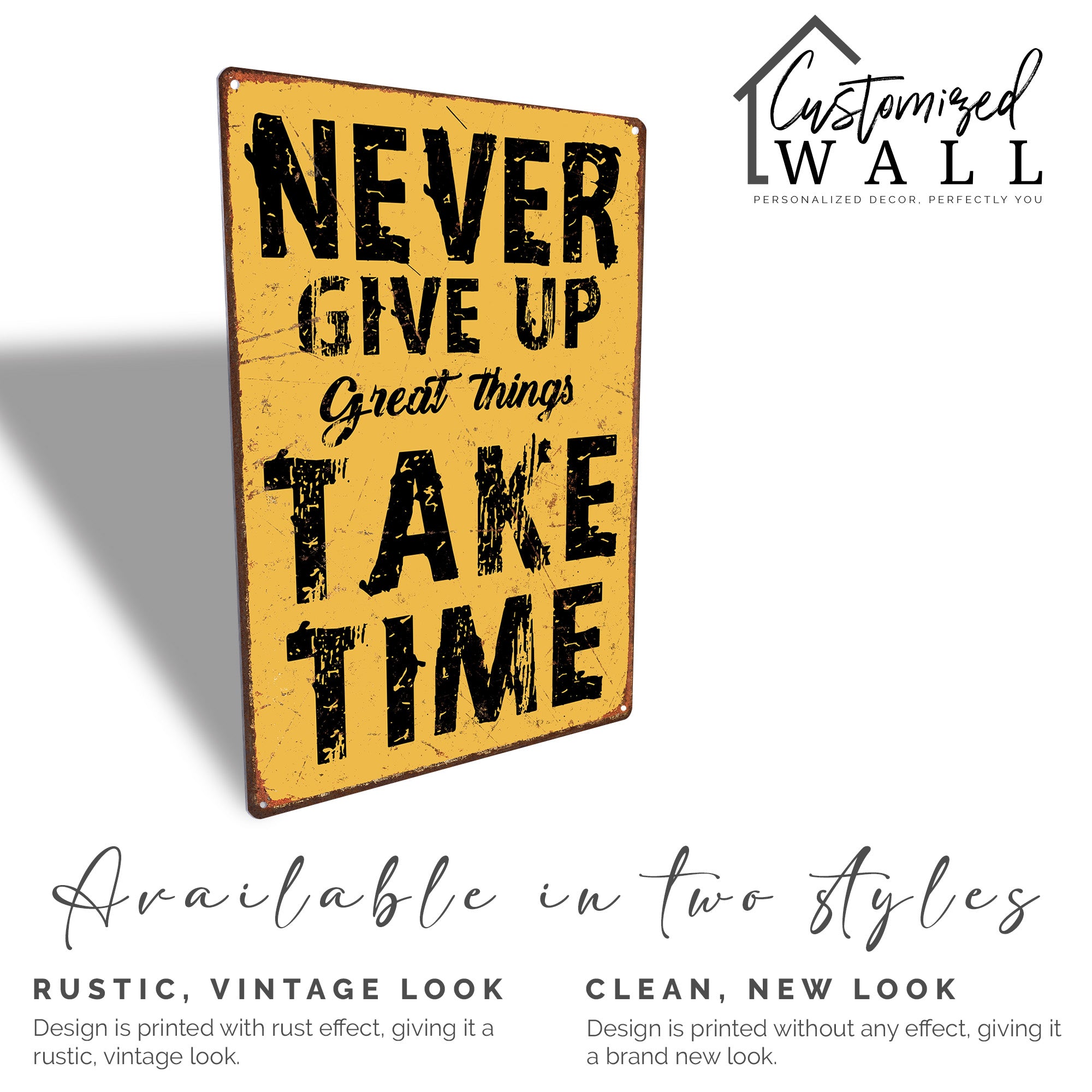 Inspiring "Never Give Up" Customized Metal Sign - Perfect Motivational Gift with Vintage Charm - Image 4