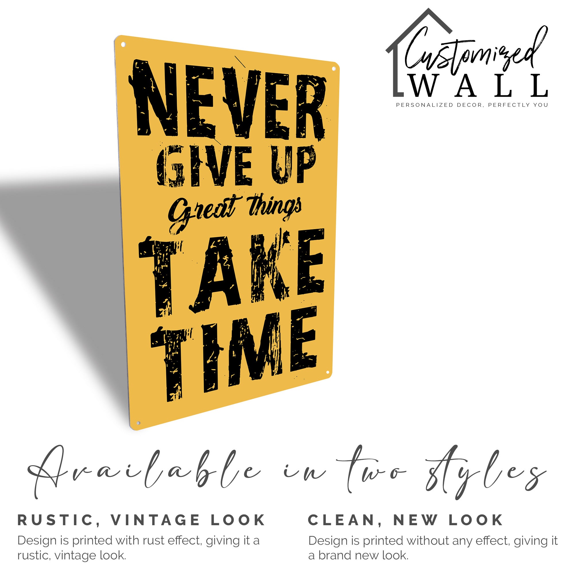 Inspiring "Never Give Up" Customized Metal Sign - Perfect Motivational Gift with Vintage Charm - Image 5