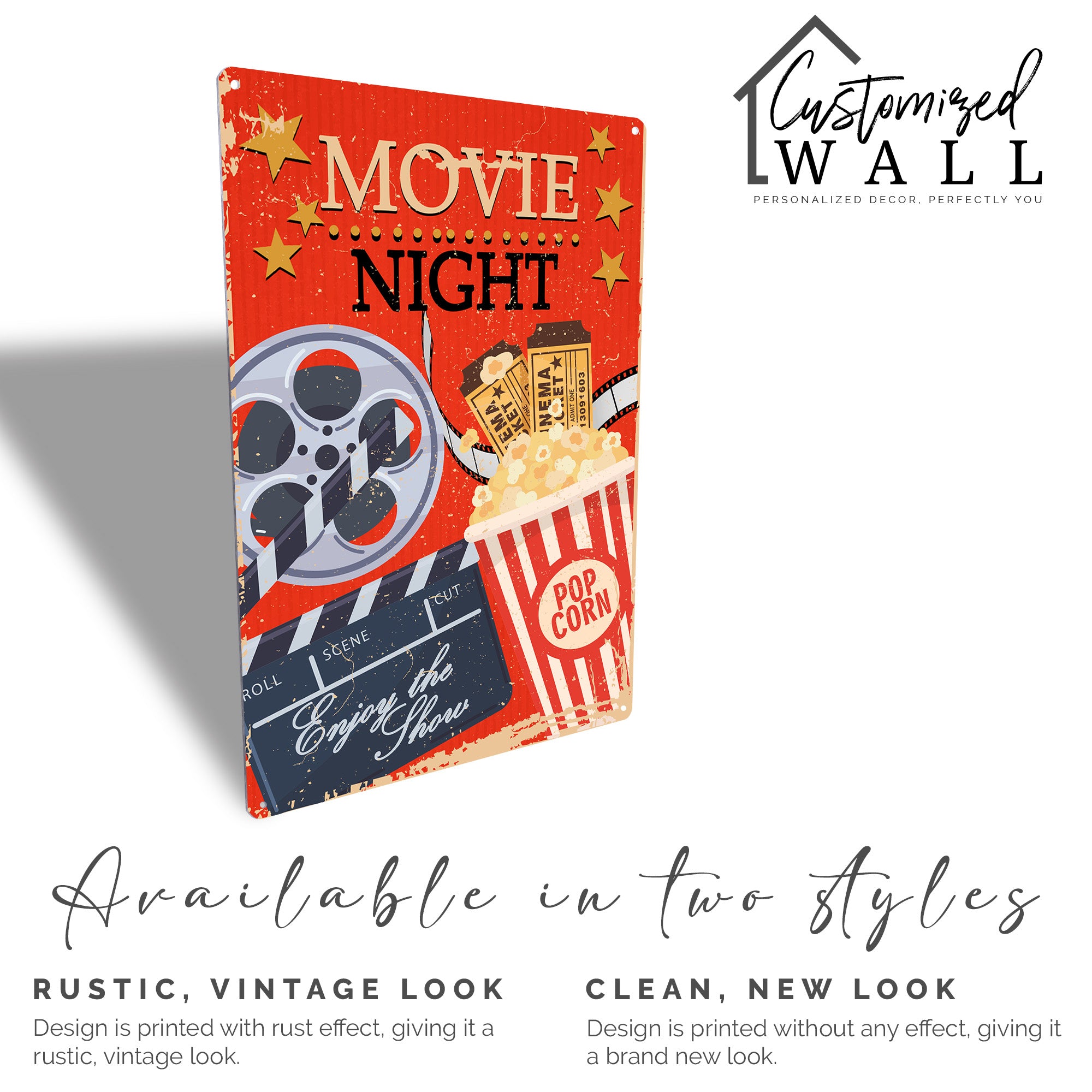 Personalized Retro Movie Night Metal Sign - Custom Popcorn and Cinema Decor - Perfect Gift for Film Lovers and Home Theaters - Image 3
