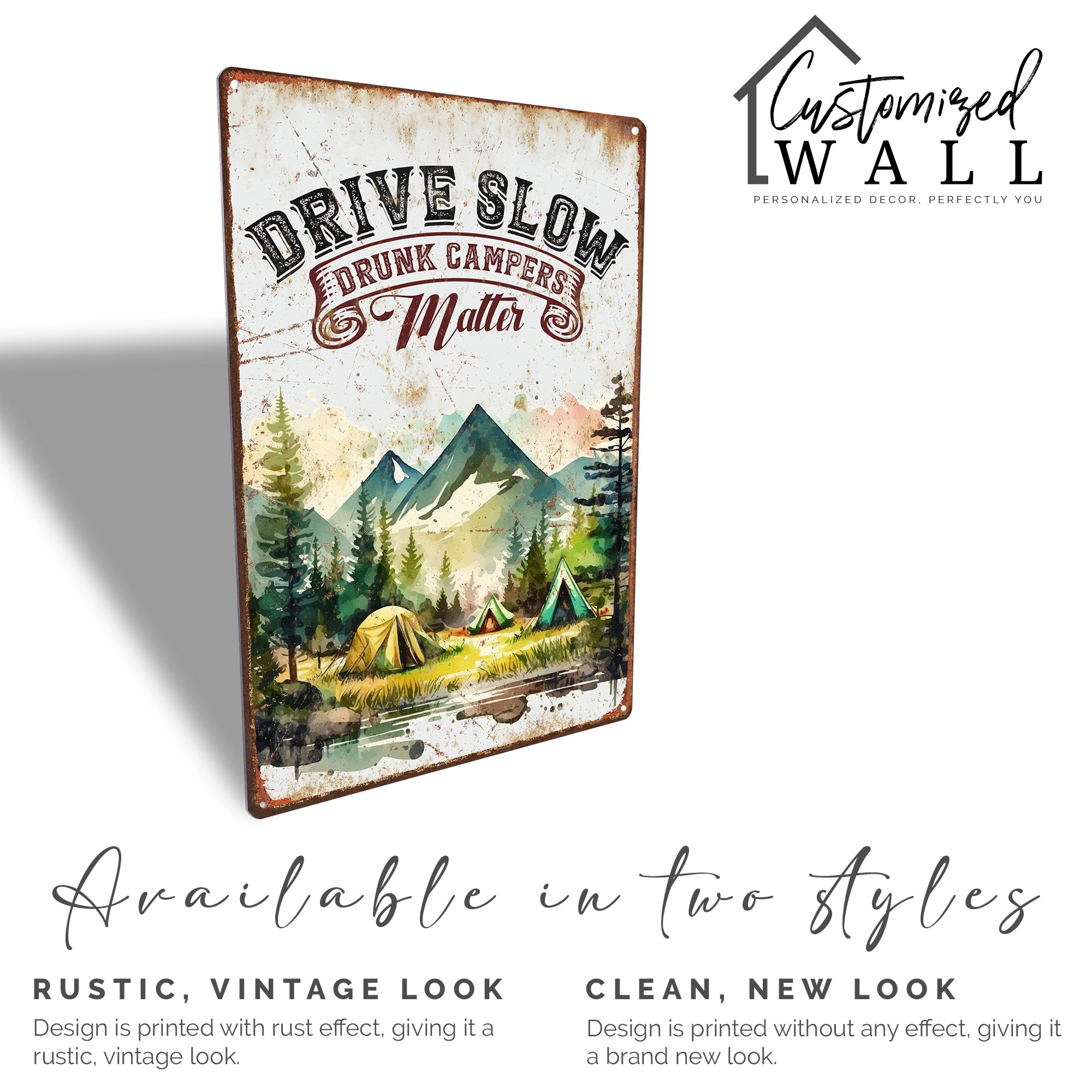 Personalized Campers Metal Sign - Drive Slow Drunk Campers Matter - Rustic Camping Decor - Image 4