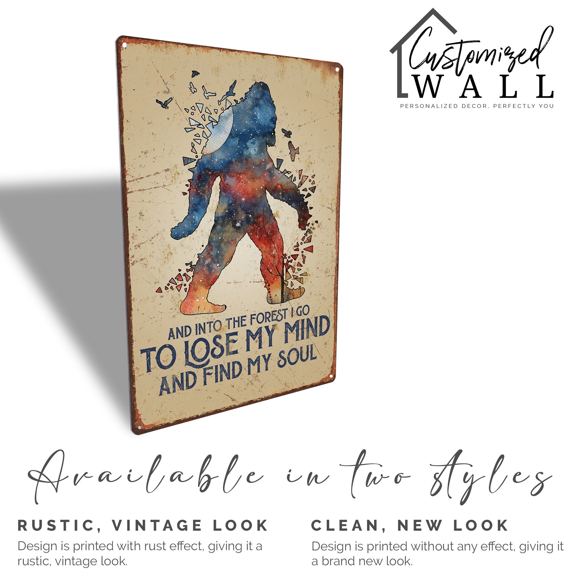 Personalized Forest Adventure Metal Sign – Cosmic Bigfoot Art, Perfect for Nature Lovers and Gift Giving - Image 4