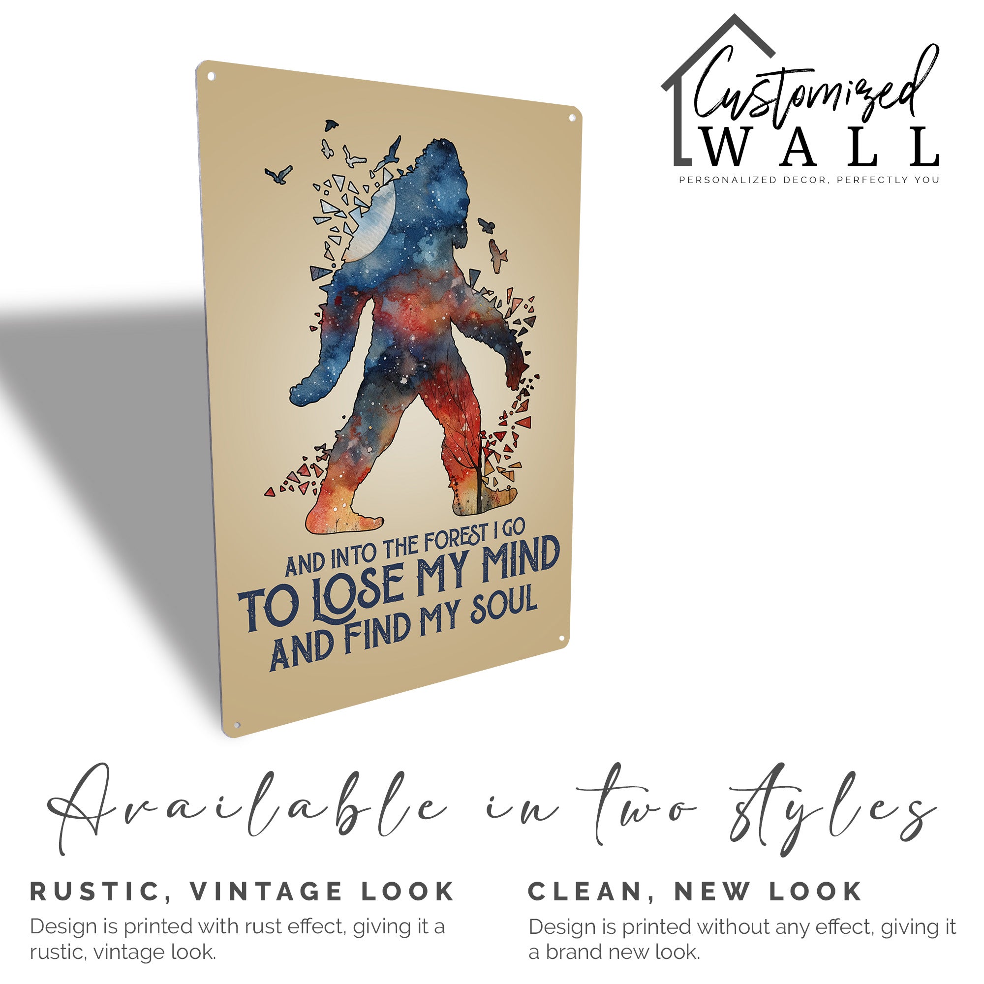 Personalized Forest Adventure Metal Sign – Cosmic Bigfoot Art, Perfect for Nature Lovers and Gift Giving - Image 5