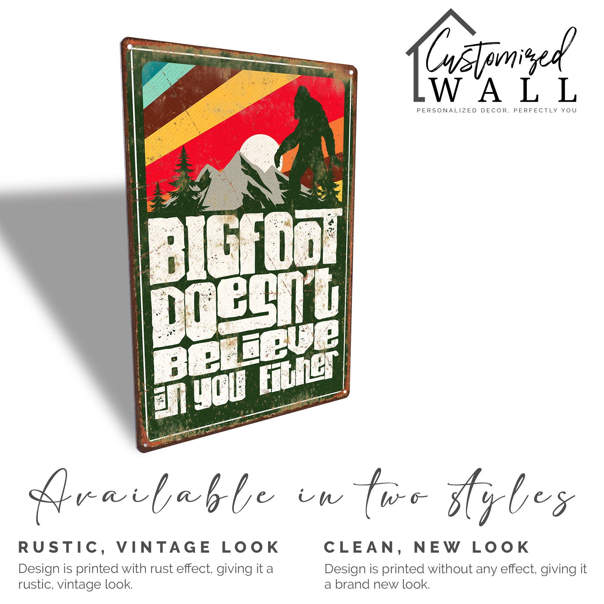 Retro Bigfoot Belief Metal Sign - Personalized Sasquatch Wall Decor for Home, Cabin, or Office - Unique Gift for Cryptid Lovers - Image 4