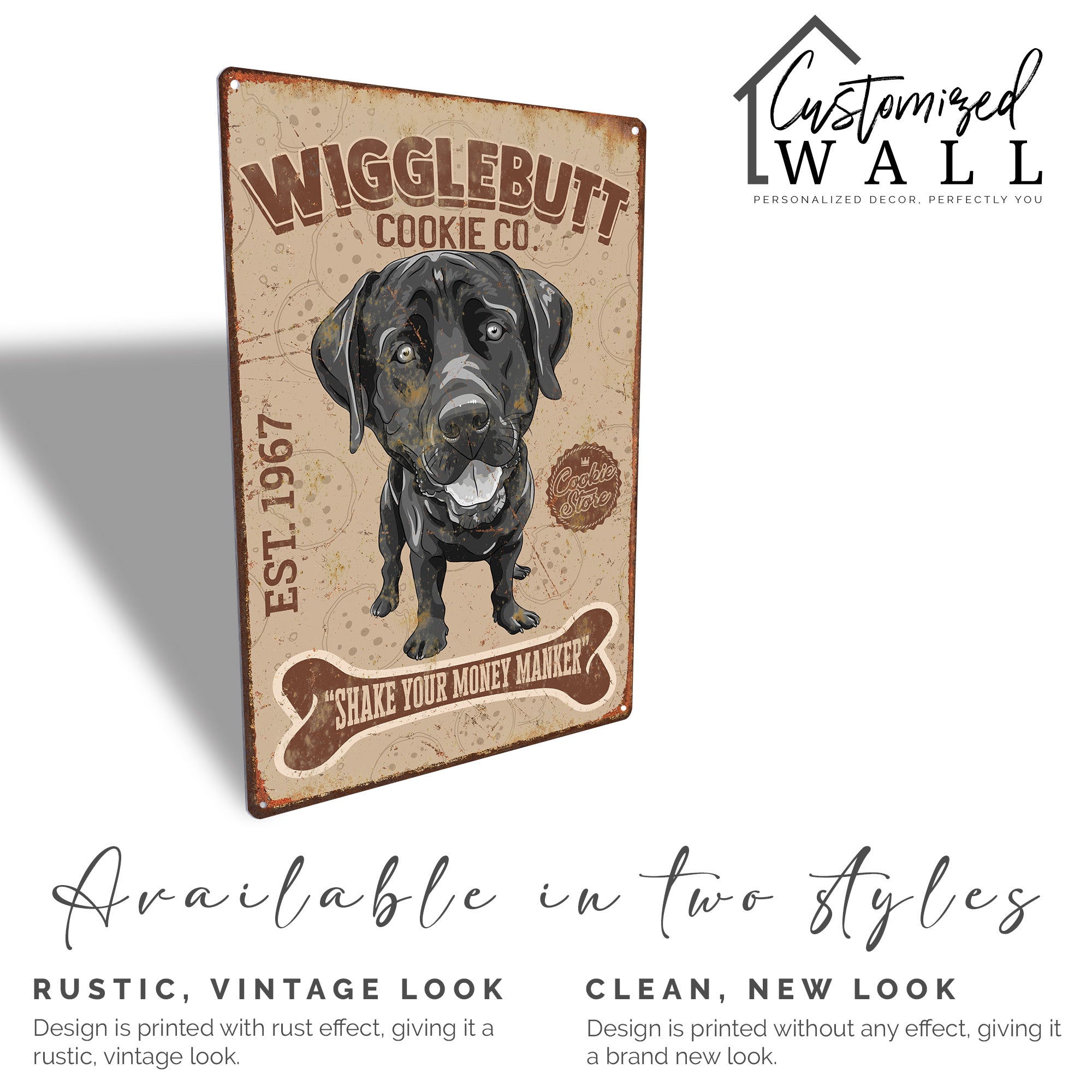 Personalized Wigglebutt Cookie Co Metal Sign - Customizable Vintage Dog Art - Perfect Gift for Pet Lovers, Established 1967 - Image 4