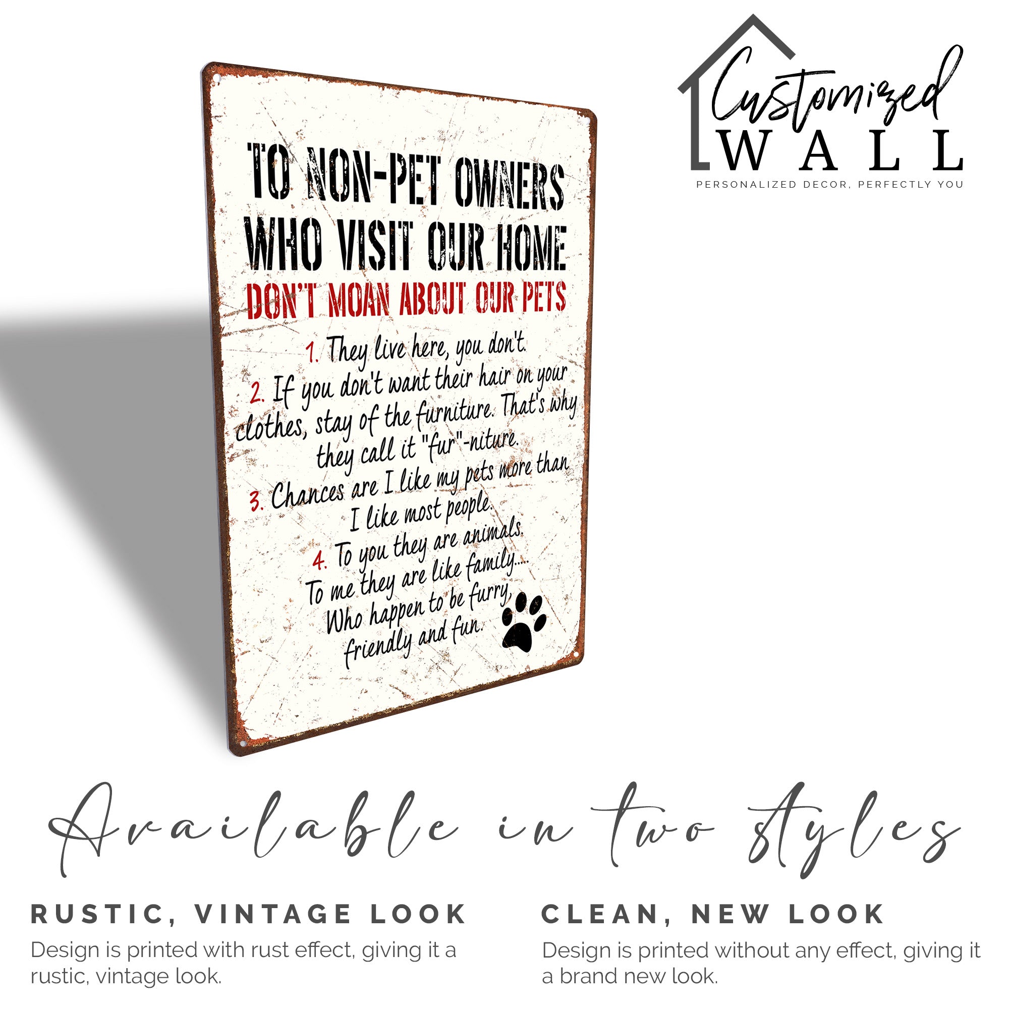 Personalized "Pet Lovers Welcome" Metal Sign - Custom Home Décor for Pet Owners - Handmade Rustic Sign with Humorous Touch - Image 4