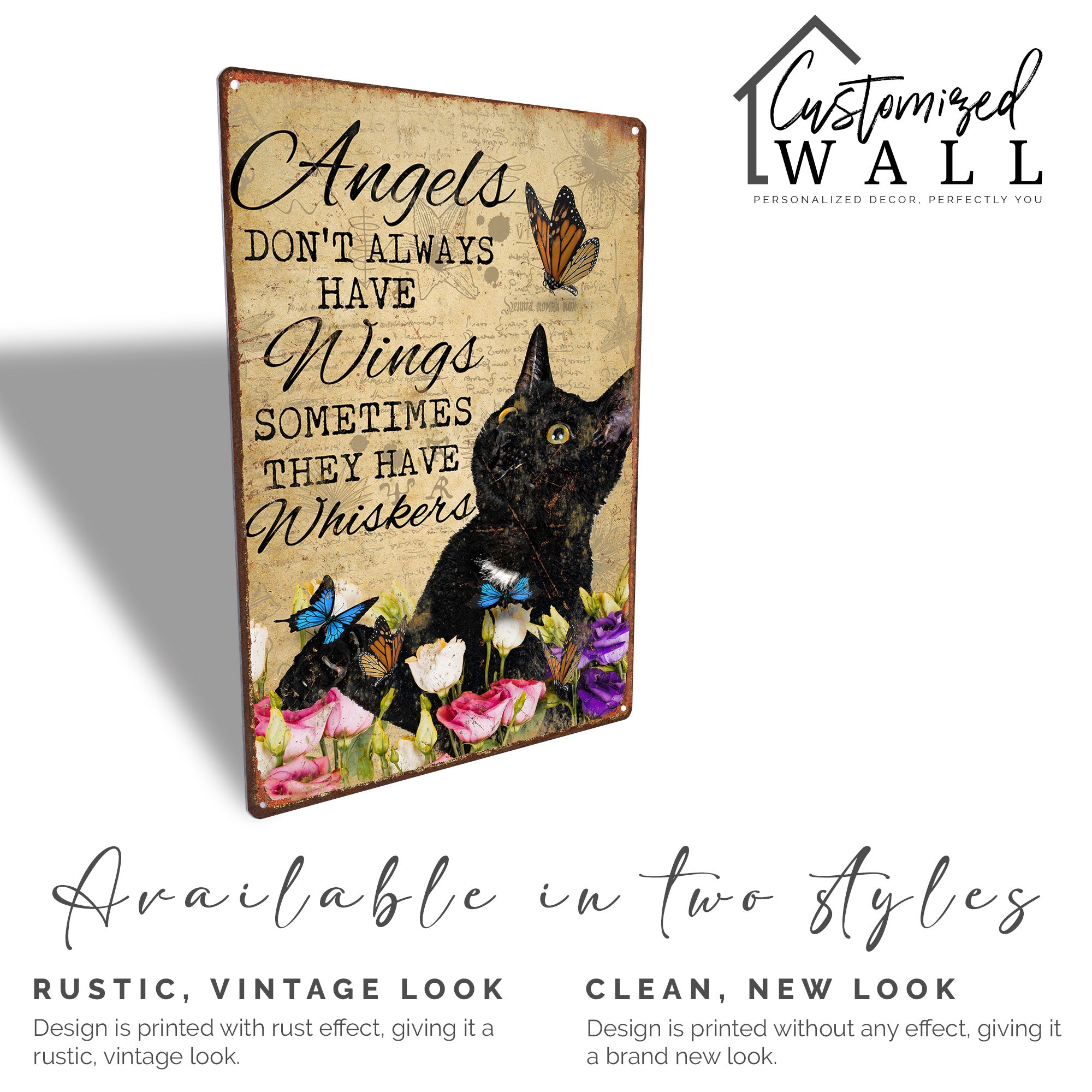 Personalized Metal Sign with Cat and Butterfly Design - Handmade Whiskers Artwork for Pet Lovers and Gifting - Image 4