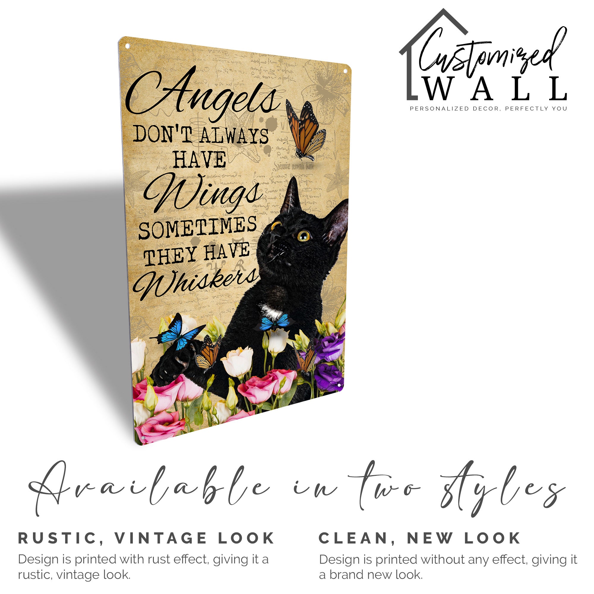 Personalized Metal Sign with Cat and Butterfly Design - Handmade Whiskers Artwork for Pet Lovers and Gifting - Image 5