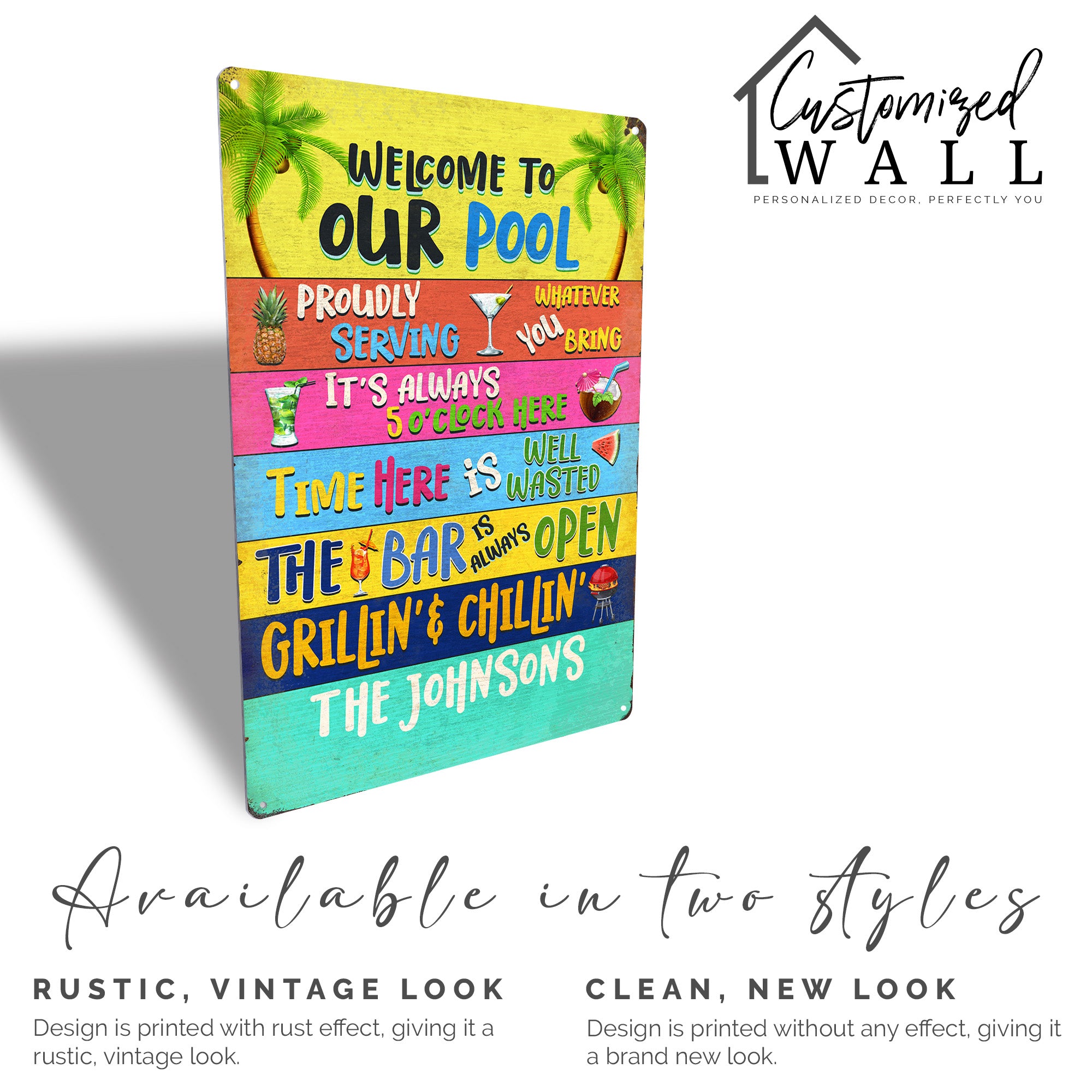 Personalized Poolside Paradise Metal Sign - Customizable Outdoor Decor for Relaxation and Fun - Image 3