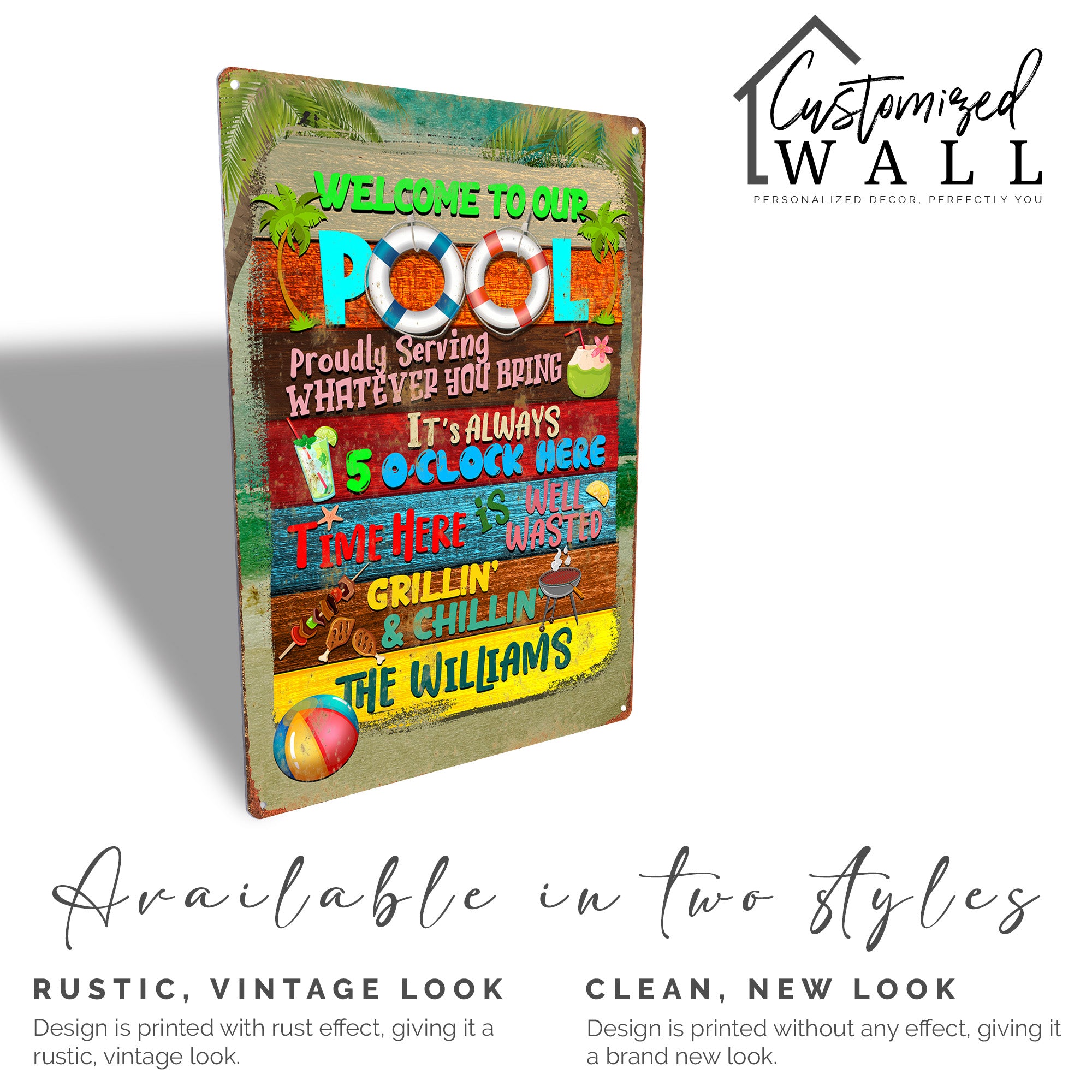 Personalized Poolside Metal Sign – Custom Family Name Decor for Outdoor Fun and Relaxation - Image 4