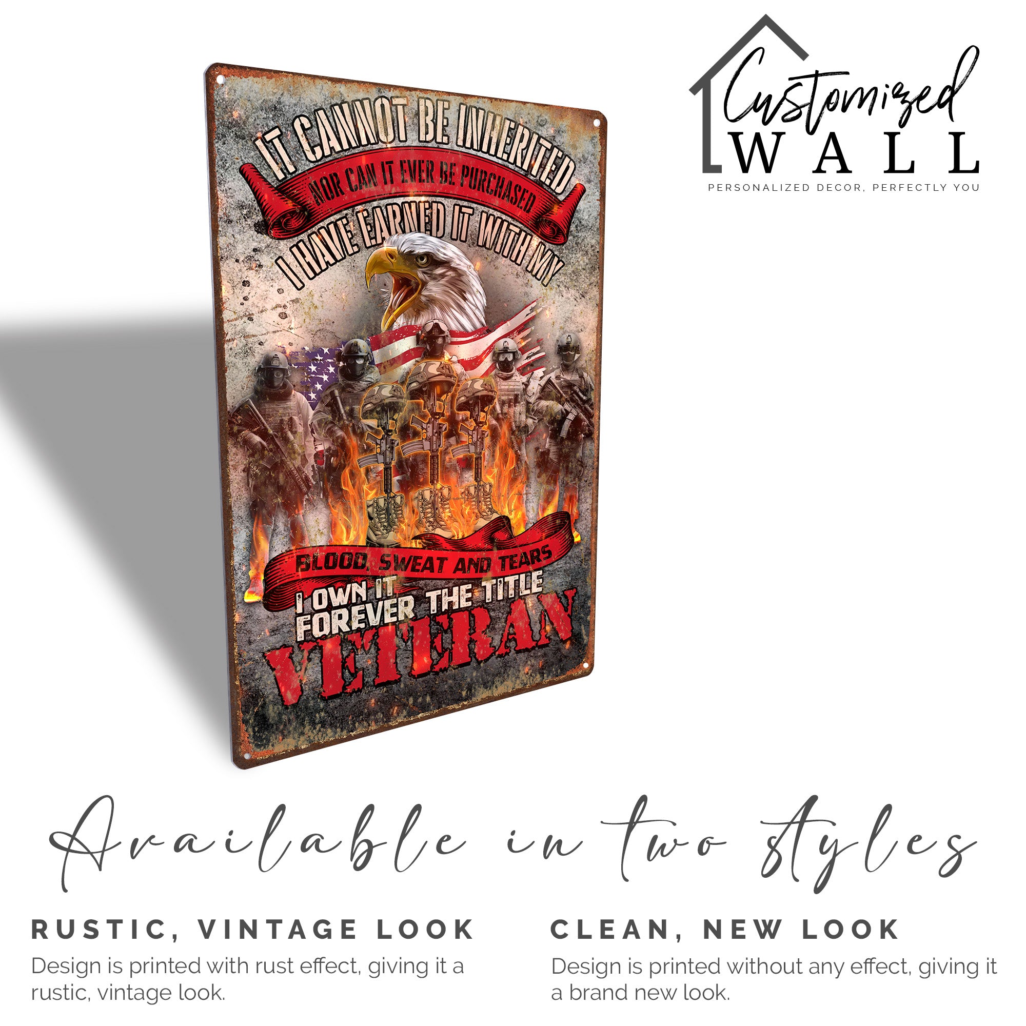 Personalized Veteran Metal Sign – Customizable Wall Art for Honoring Service with Eagle & Flag Design - Image 4