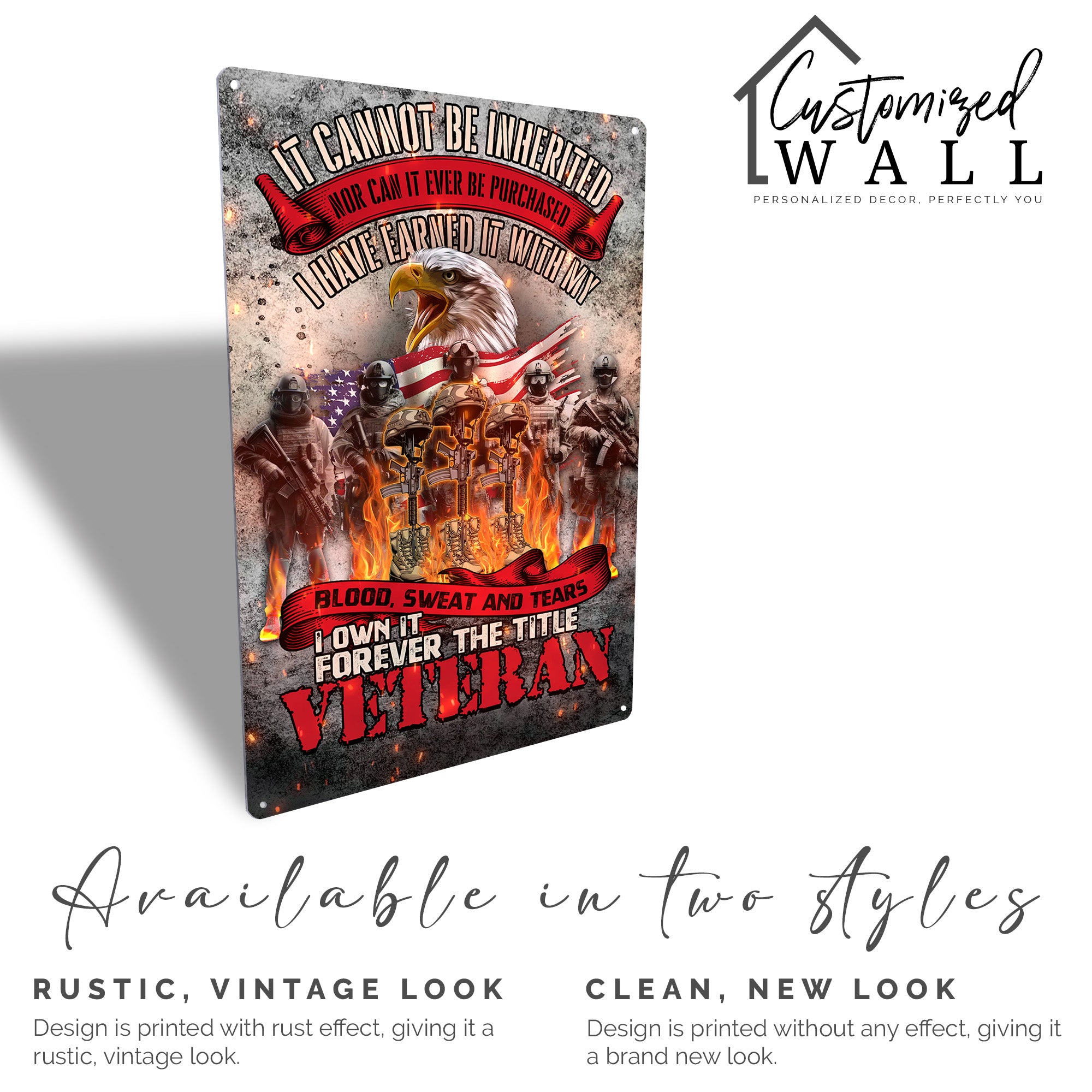 Personalized Veteran Metal Sign – Customizable Wall Art for Honoring Service with Eagle & Flag Design - Image 5