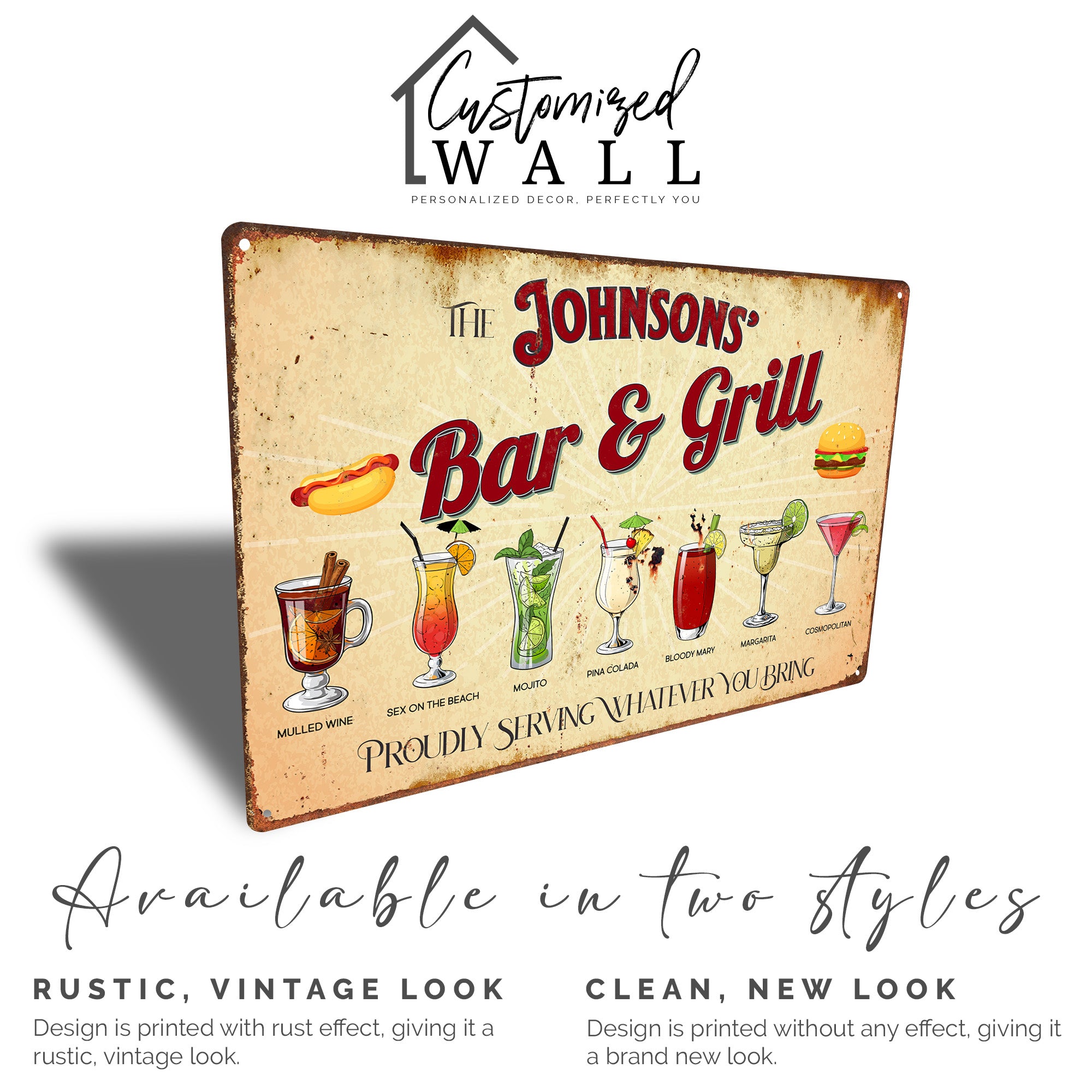 Personalized Rustic Metal Bar Sign - Customizable Bar & Grill Decor for Home Entertaining - Image 4