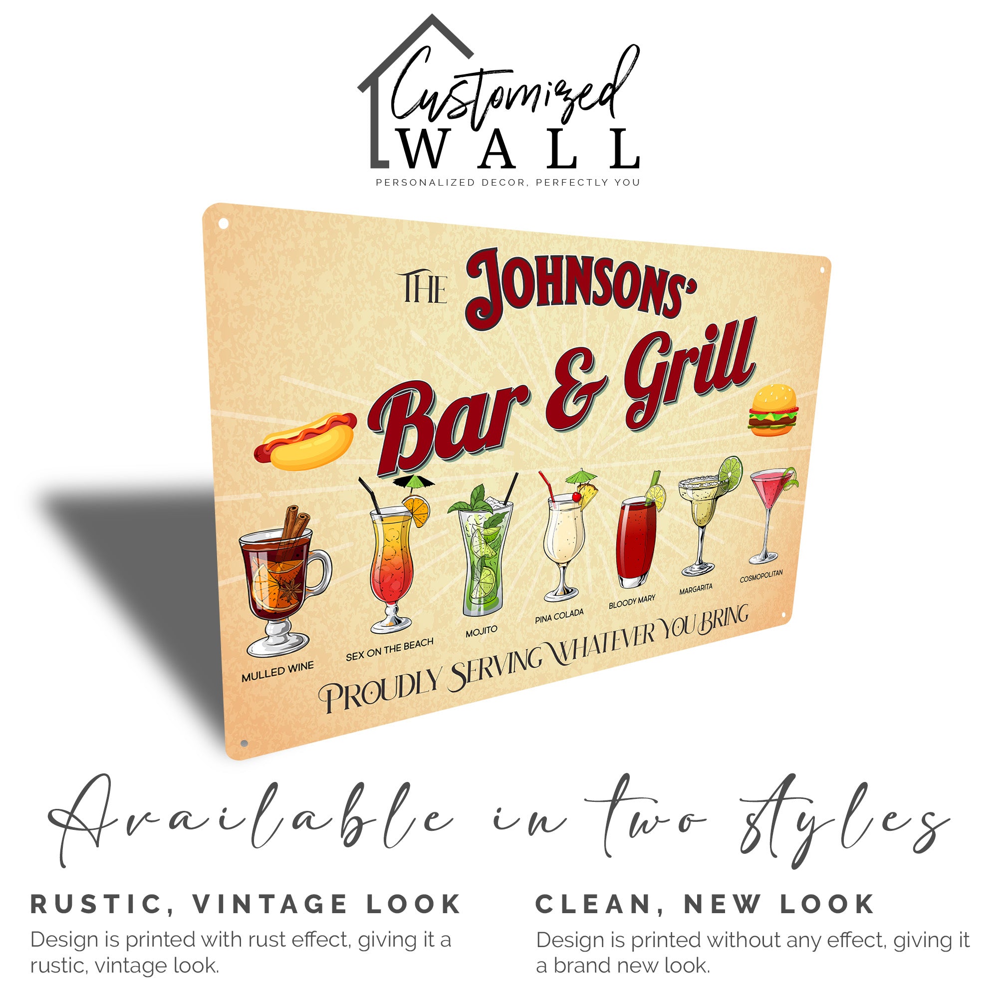 Personalized Rustic Metal Bar Sign - Customizable Bar & Grill Decor for Home Entertaining - Image 5
