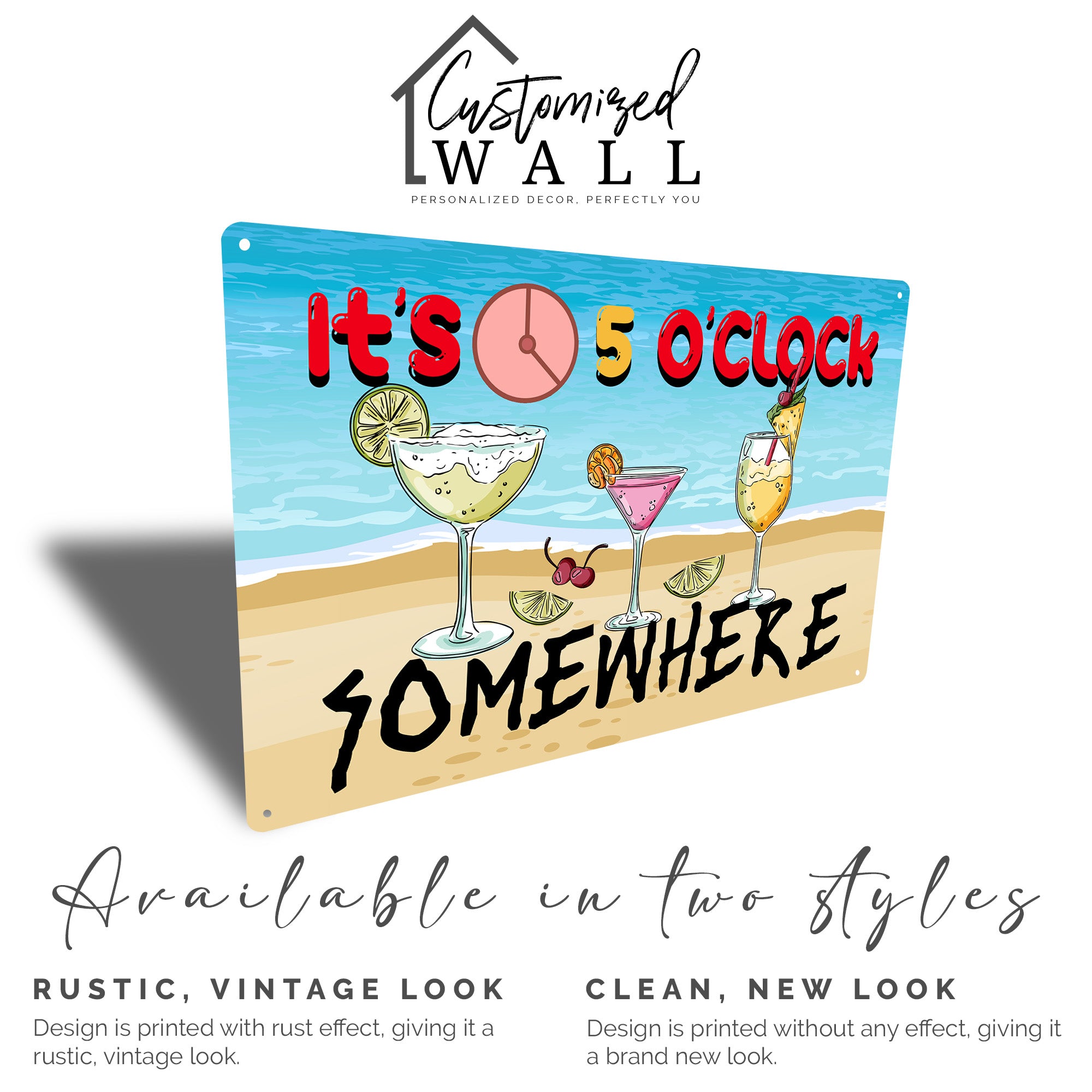 Personalized "It's 5 O'Clock Somewhere" Metal Sign - Perfect Handmade Beach-Themed Wall Decor for Home Bars and Gift-Giving - Image 5