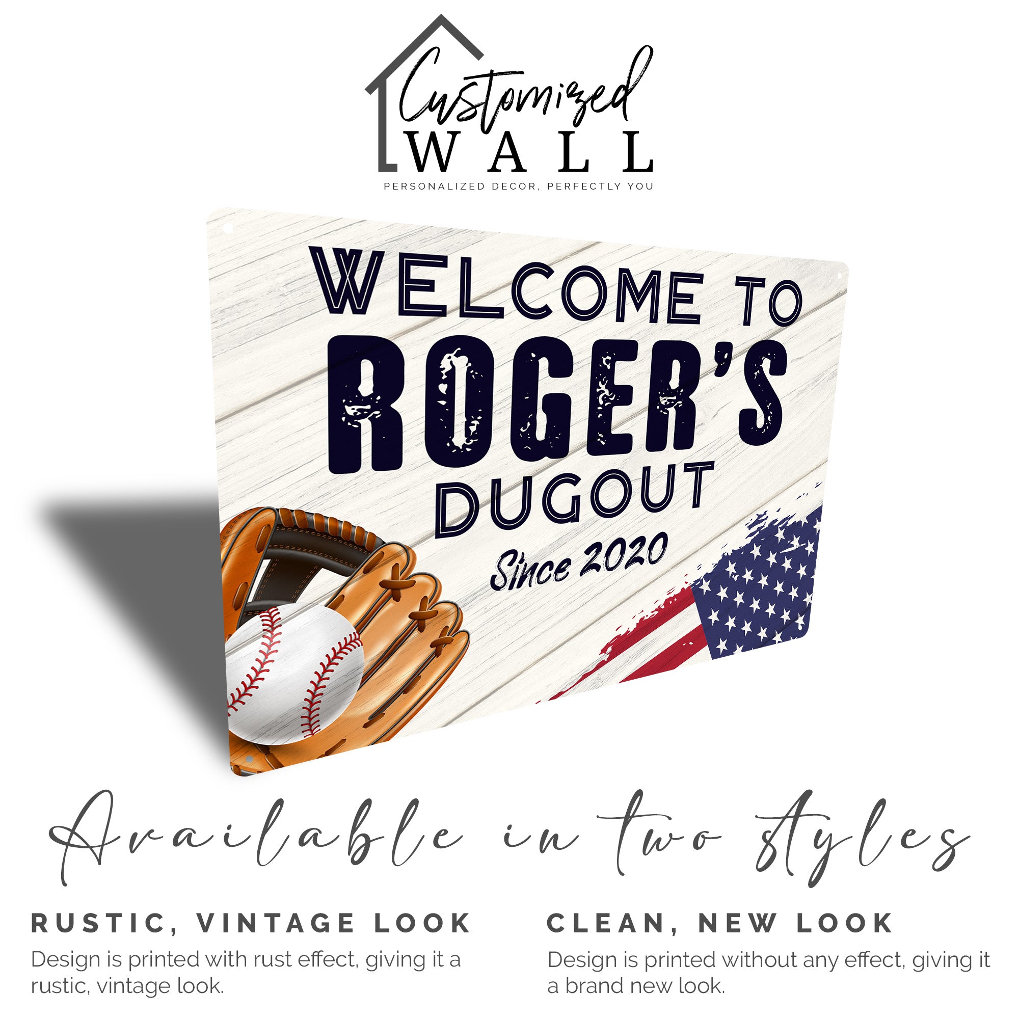 Personalized Baseball Dugout Metal Sign – Customizable Welcome Plaque with American Flag Design, Perfect for Sports Enthusiasts - Image 5