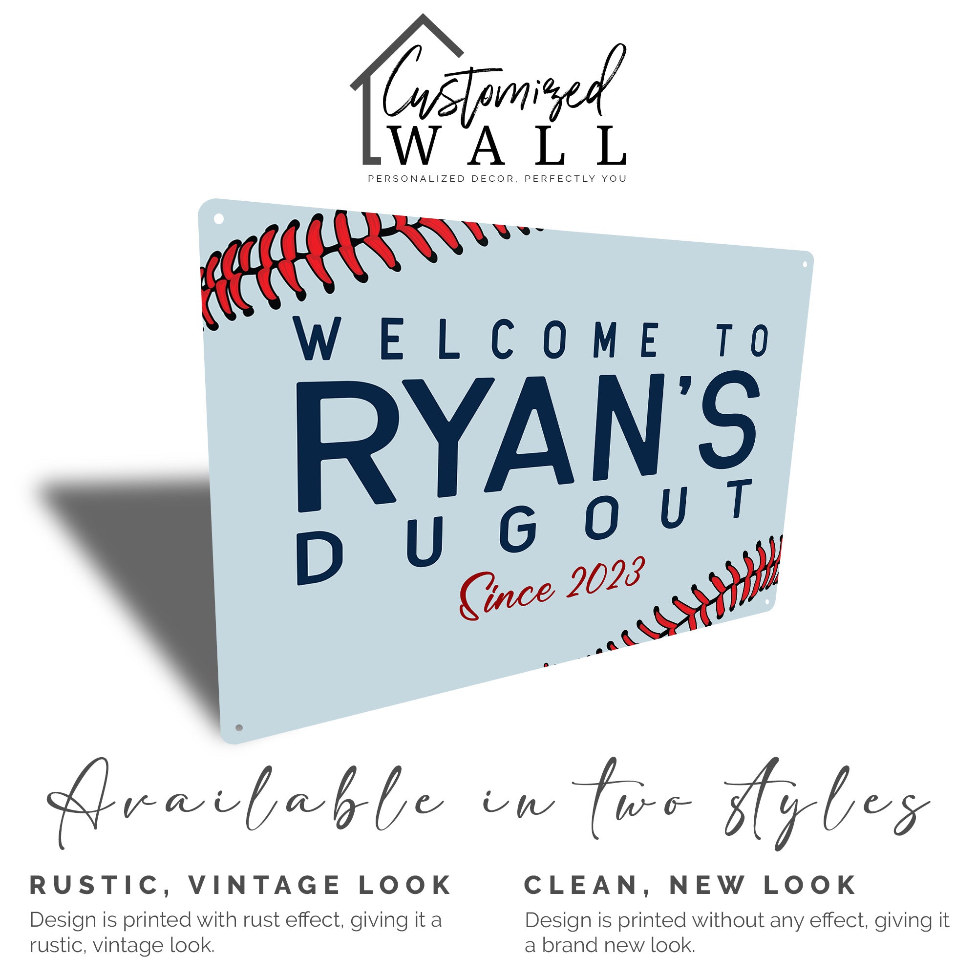 Personalized Baseball-Themed Metal Sign - "Welcome to [Name]'s Dugout" - Custom Sports Home Decor - Perfect Gift for Baseball Lovers - Image 5