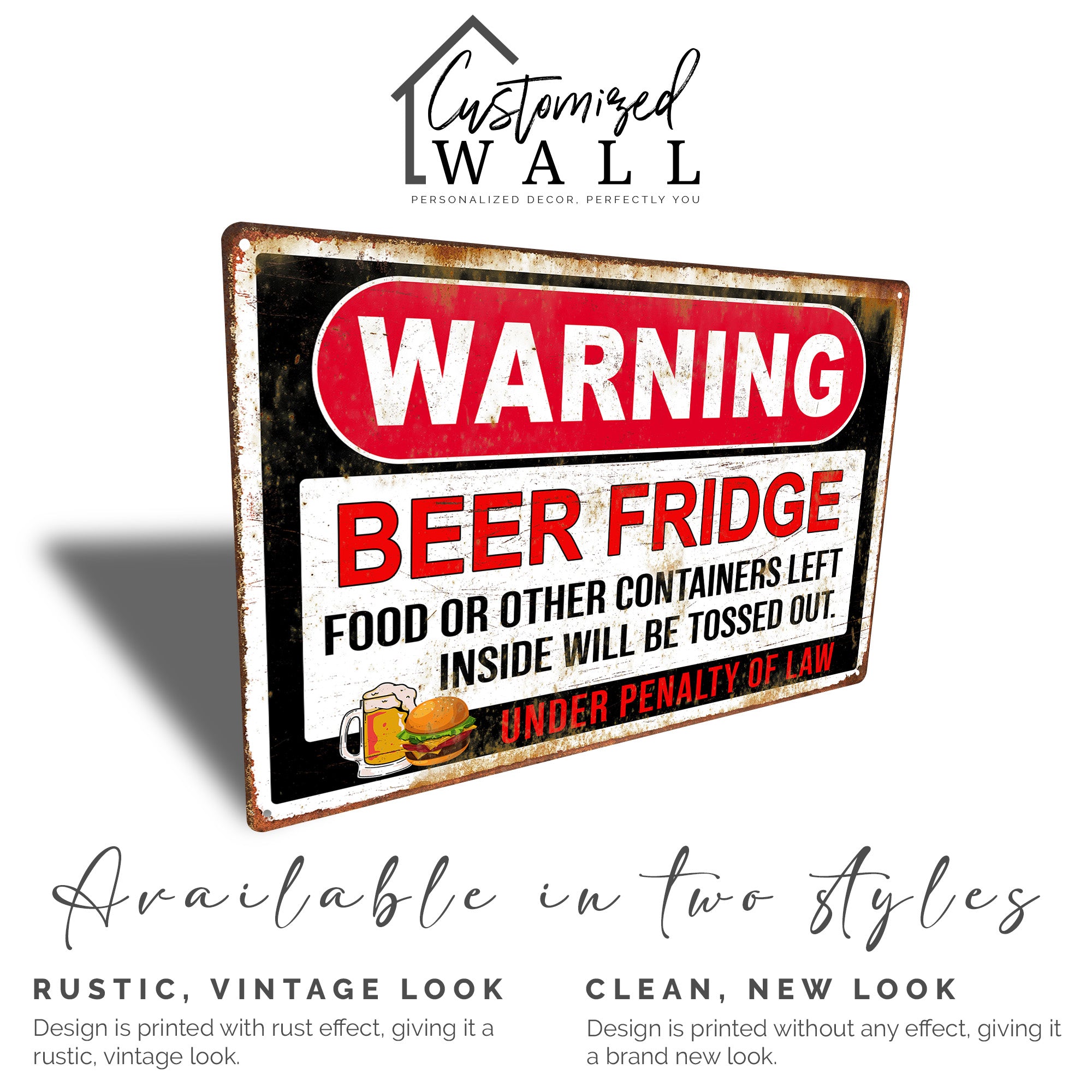 Customizable Vintage-Style Beer Fridge Sign - Personalized Metal Sign for Home Bars and Man Caves, Ideal for Beer Lovers and Unique Gift - Image 4