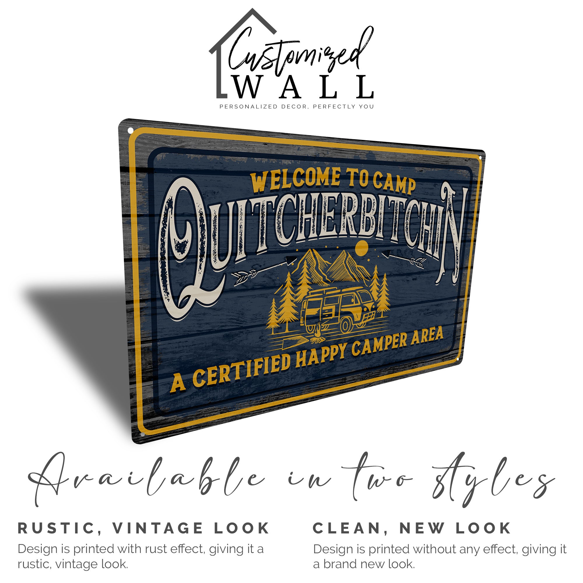 Personalized Camp Quitcherbitchin Metal Sign - Vintage Design for Happy Campers and Outdoor Enthusiasts - Image 5