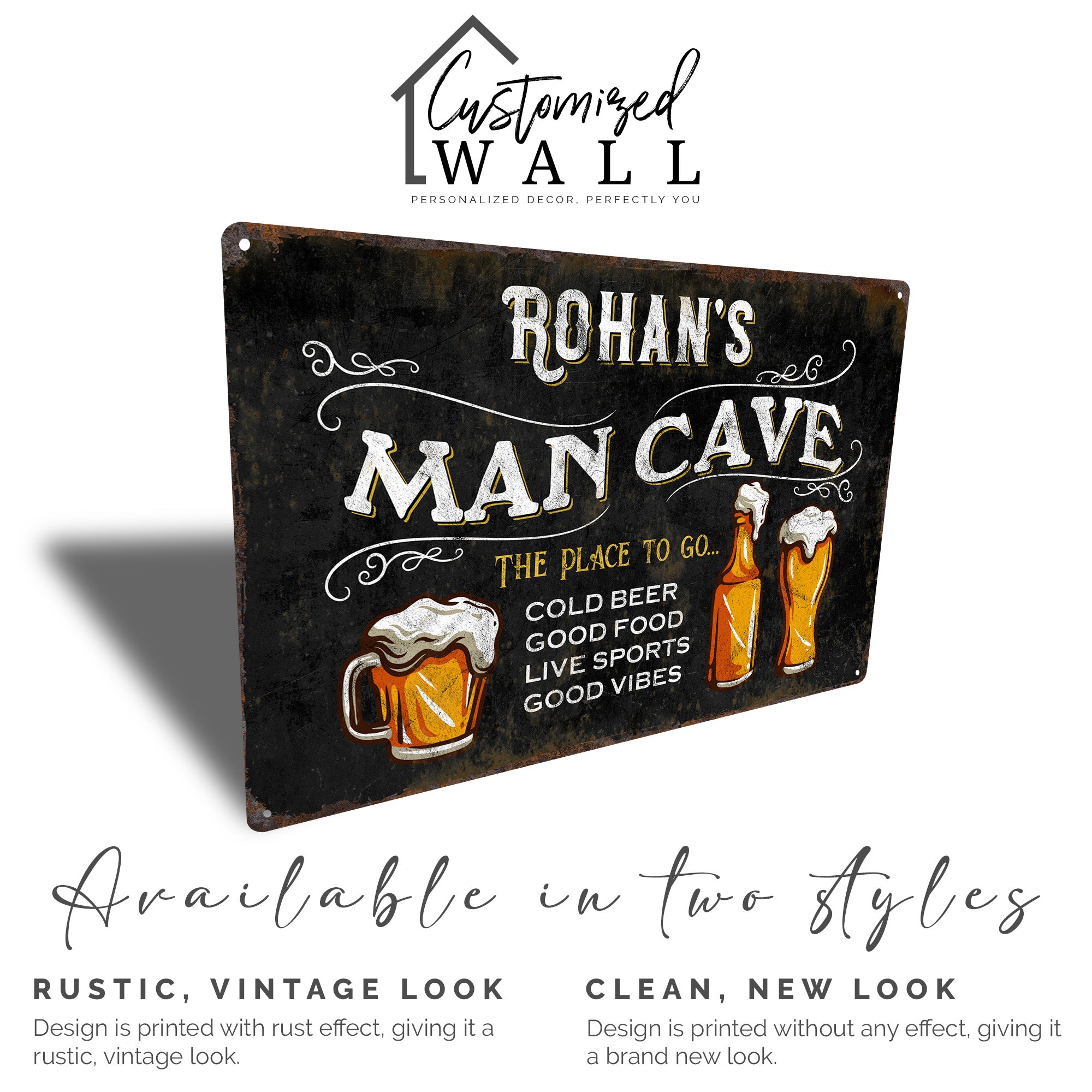 Personalized Man Cave Metal Sign - Custom Name Bar Decor for Beer Lovers - Rustic Gift for Him, Dad, or Personalized Home Decor - Image 3